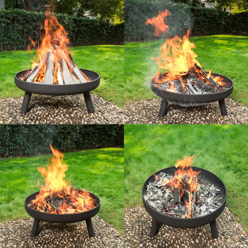 RayGar Large Round Fire Pit Bowl Burner Heater Stove Brazier Metal Outdoor Garden Firepit - 80cm Diameter