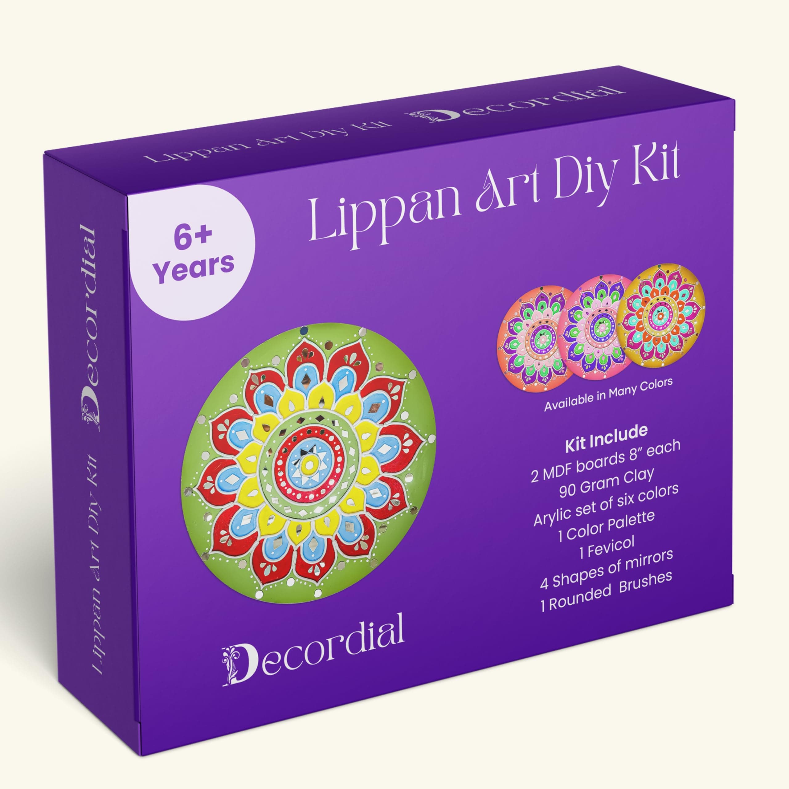 Decordial Lippan DIY Art Kit Adults Materials Kit With Round MDF DIY Kit Art Kit For Adult Madhubani Lippan Art Board Wall Decor Mandala Art Kit Adults, Multicolor