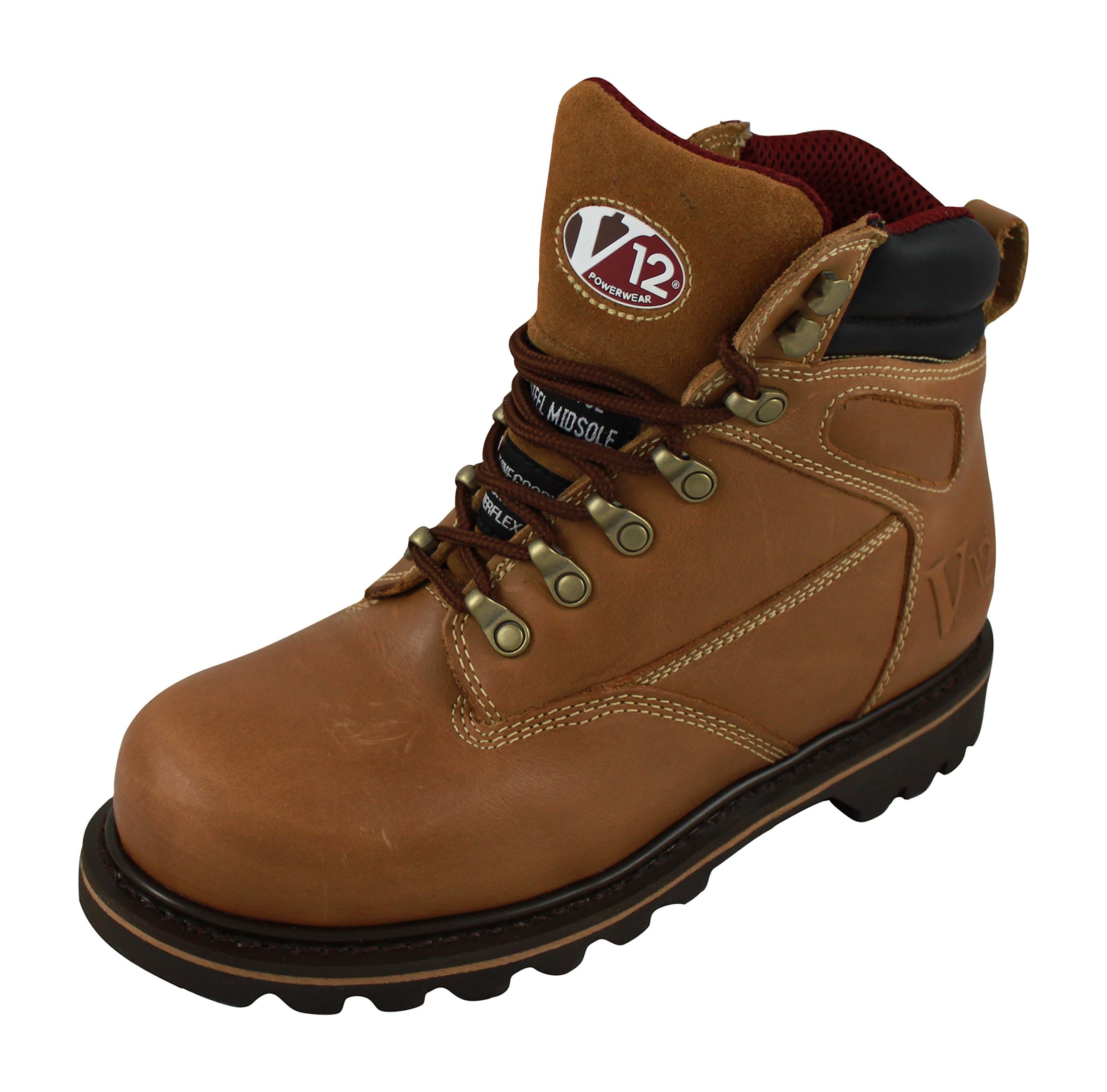 Mohawk Vintage Leather Safety Boots, Brown, 9 UK