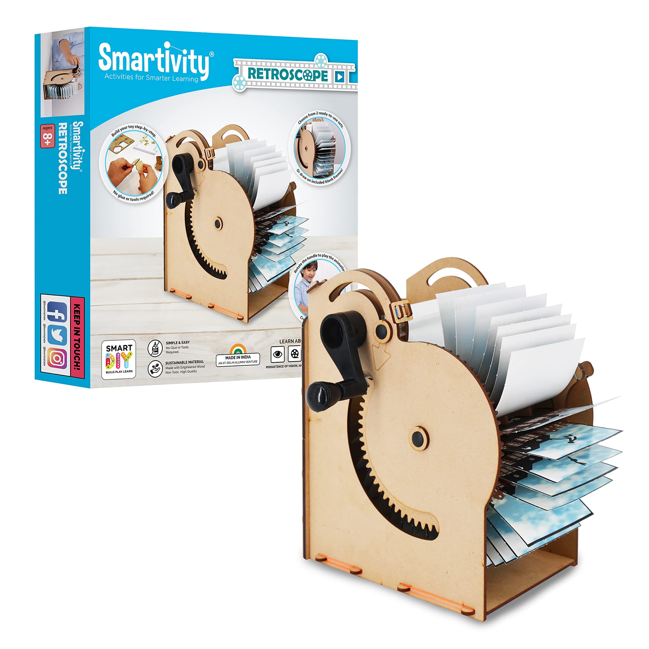 Smartivity Clickety Flix Retroscope STEM STEAM Educational DIY Building Construction Activity Toy Game Kit, Easy Instructions, Experiment, Play, Learn Science Engineering Project 8+with Creative Play