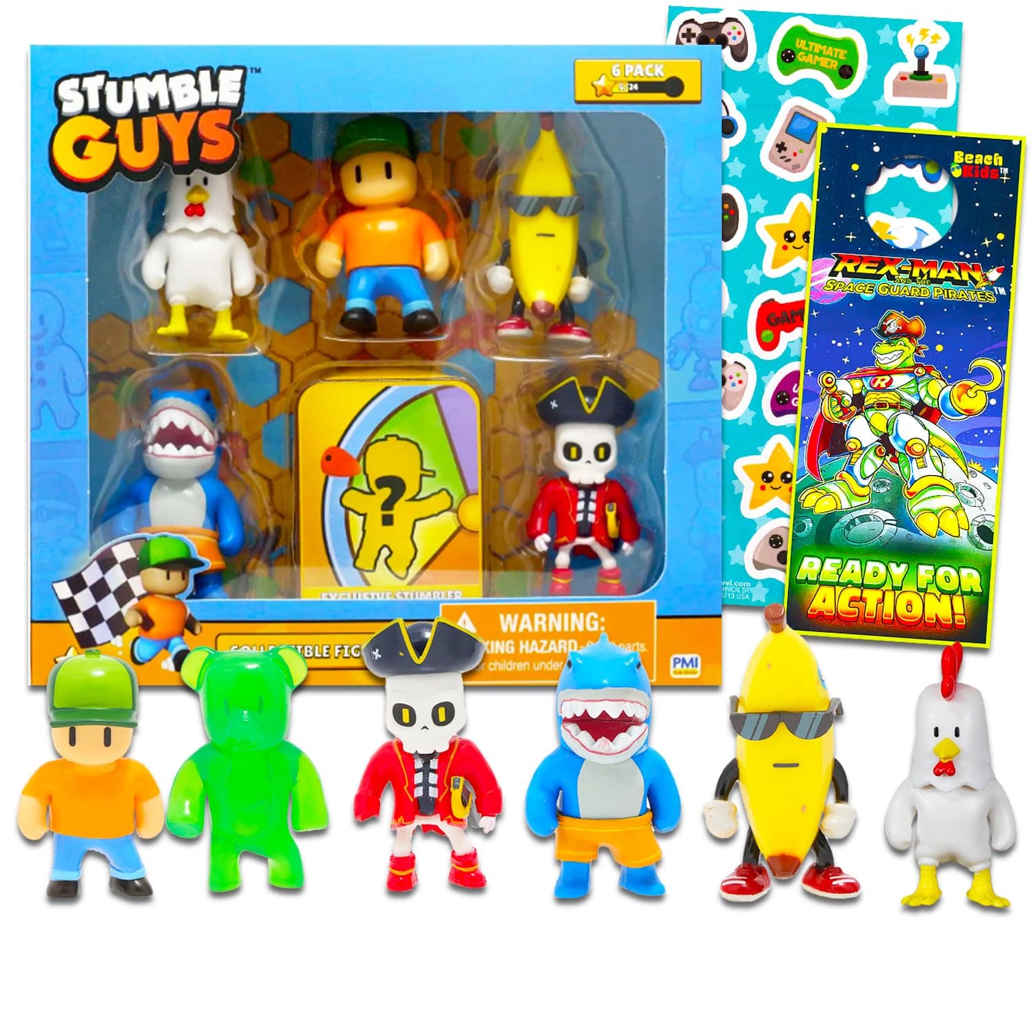Officially Licensed Stumble Guys Collectible Figures - Bundle With 6 Random Characters Plus More | Toys for Boys and Girls