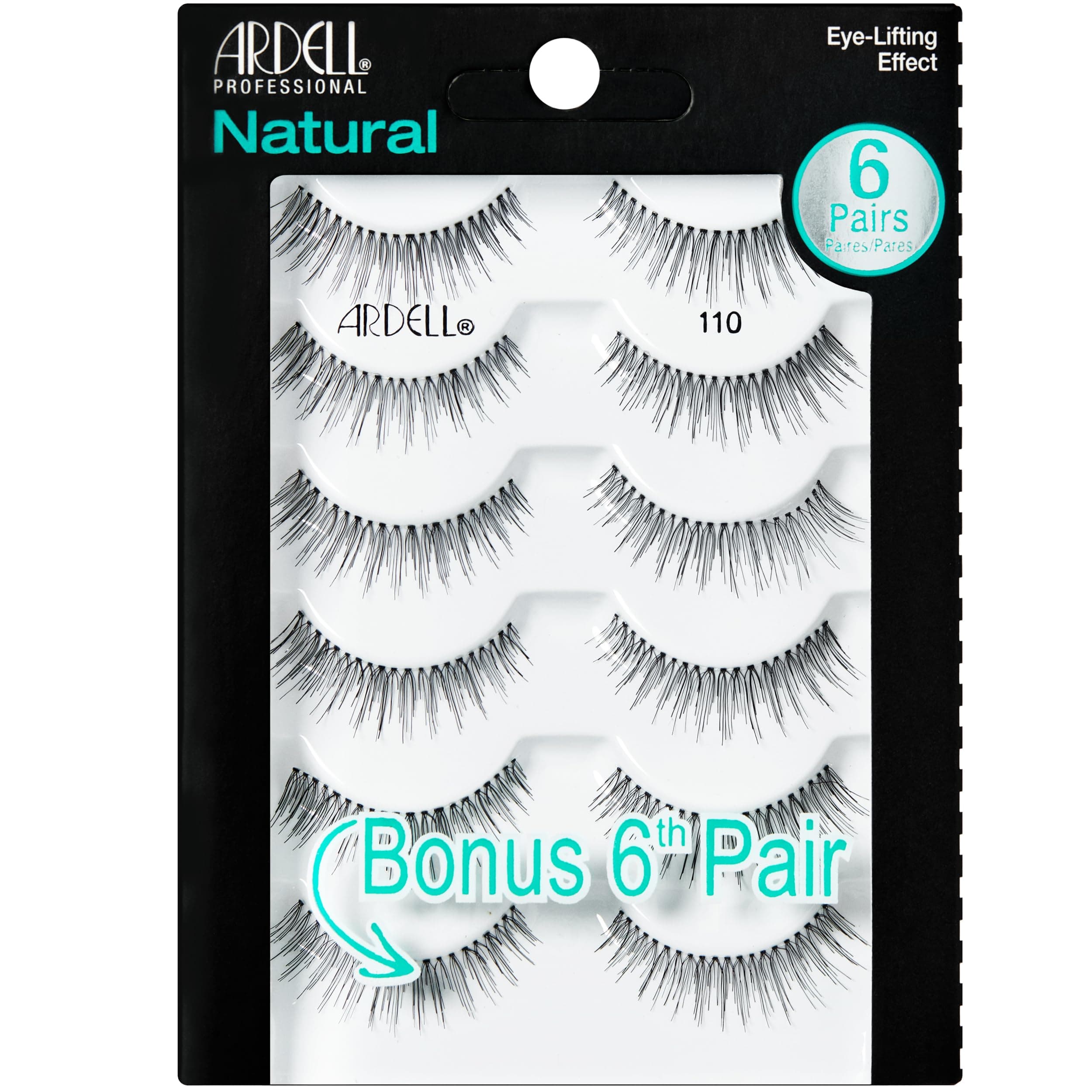 False Eyelashes Natural 110 Black, 1 Pack (5 Pairs Per Pack)