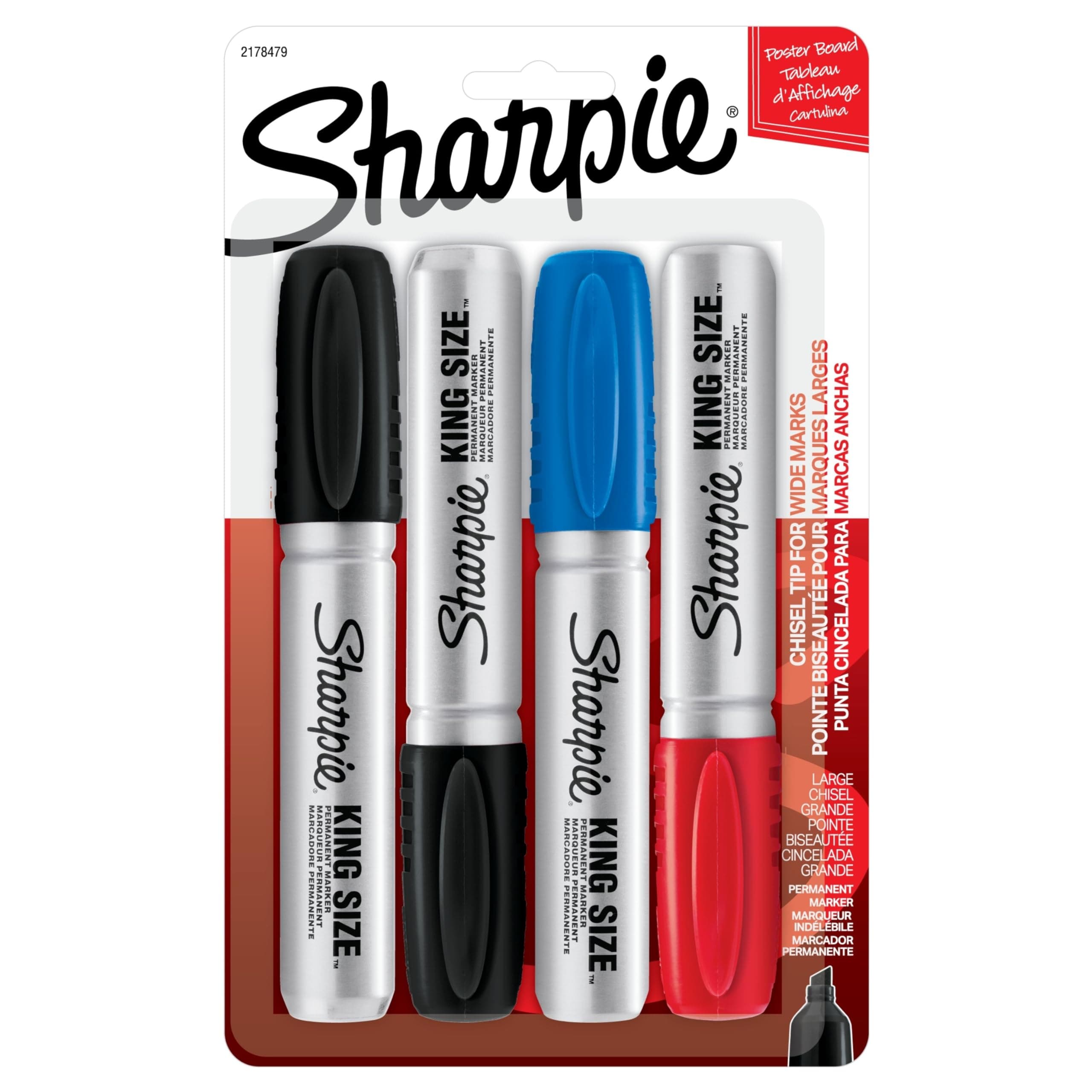 Sharpie King Size Permanent Marker, 4 Assorted Markers (15674PP) by Sharpie