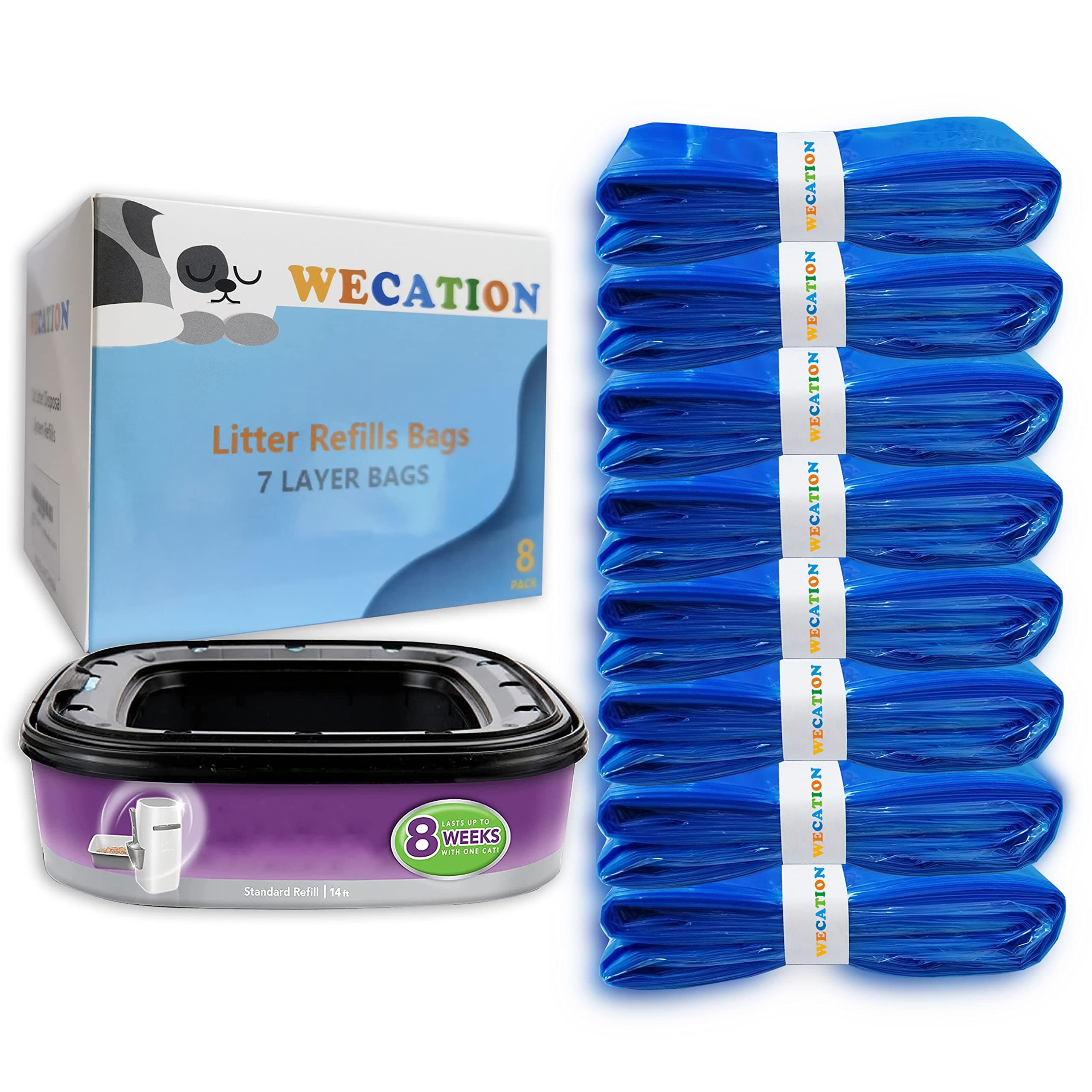 8 Pack Litter Refills Bag, 16 Ft Cat Litter Refills Compatible with Your Litter Refill Cartridge