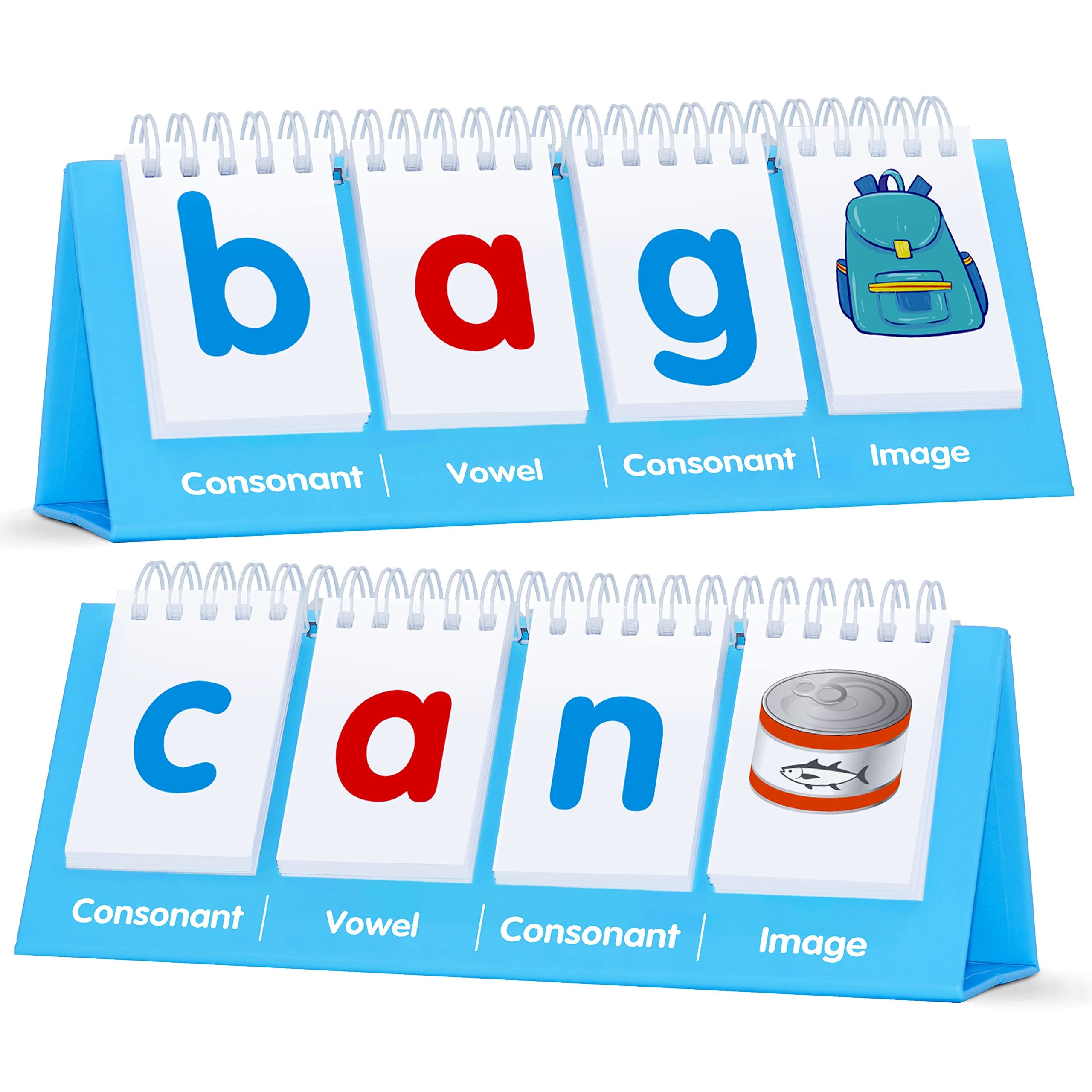 CVC Word Flip Chart - Double Sided 40 Short Vowel Word Flashcards, Freestanding, Educational Learning Tool for School Supplies