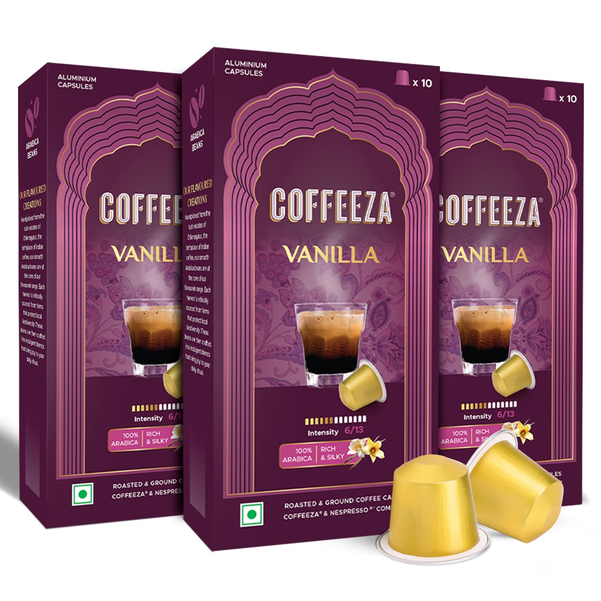 Vanilla Flavoured Nespresso Coffee Capsules, Intensity - 6, Medium Roast Coffee, 30 count (Pack of 3) Nespresso Capsules (ORIGINALLINE ONLY)