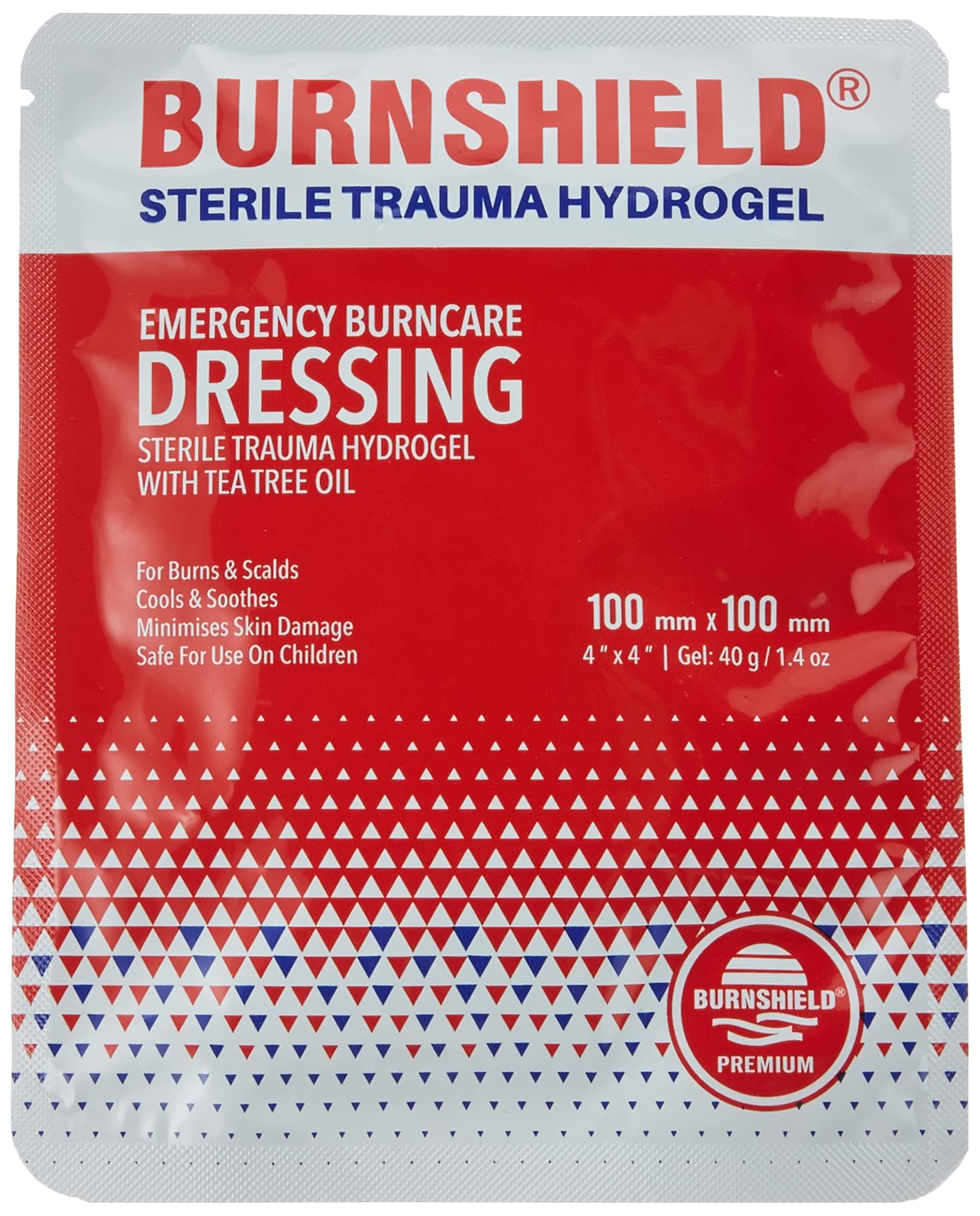 Burnshield SJA75318 Premium Sterile Emergency Burn Dressing ,White,4"x4" (10cm x 10cm)"Cools The Burn"