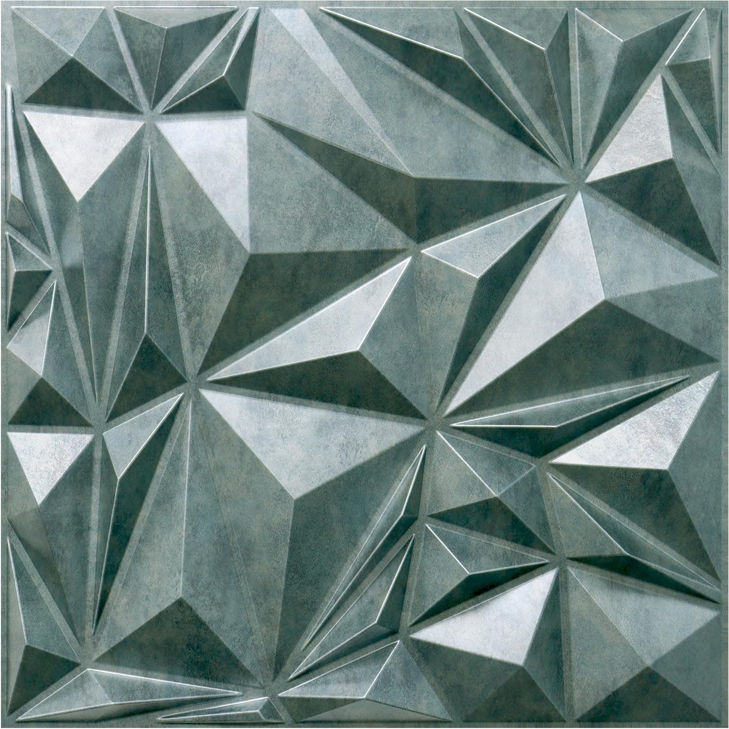 STICKGOO 3D Wall Panels for Interior Wall Decor, Antique Green Bronze Diamond Design Accent Wall Panels, 19.7" x 19.7" Decorative 3D Wall Panels for Living Room, Lobby, Office