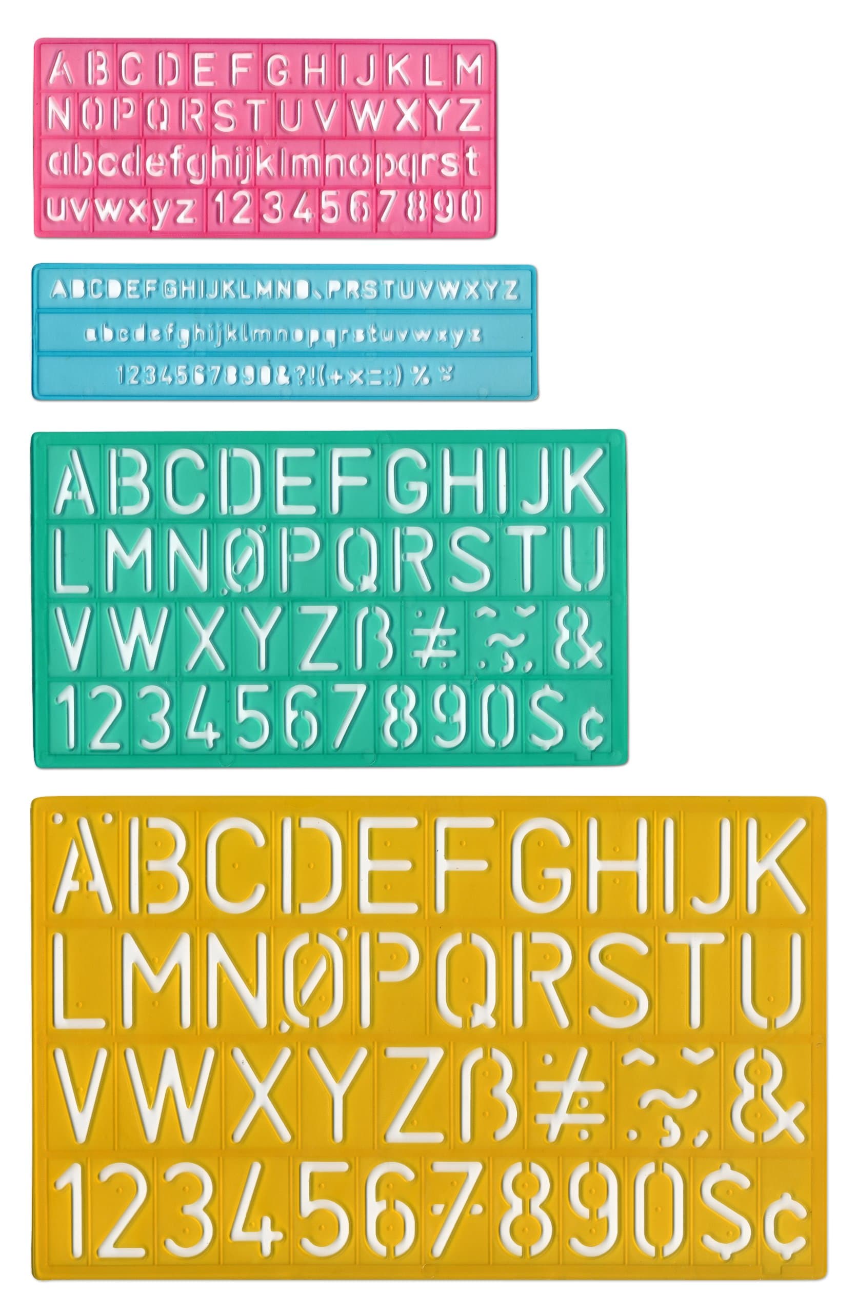 Lettercraft Plastic Lettering Guide Set, Color Varies, Set of 4 (02145)