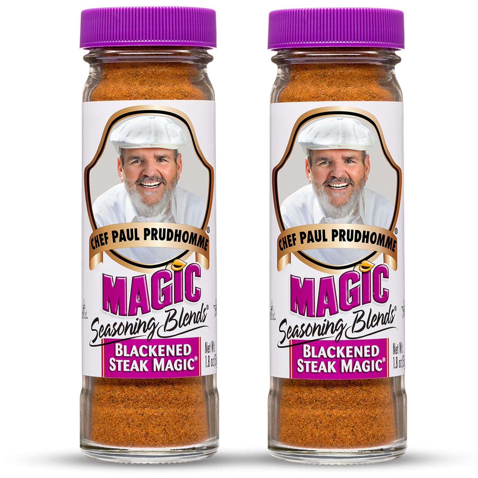 Chef Paul Magic Seasoning Blends Blackened Steak Magic | Bold Flavor for Steak & Beef | Gluten-Free Seasoning for Grilling, Roasting & BBQ | Spice Blend with Garlic & Chili | 1.8 oz (Pack of 2)