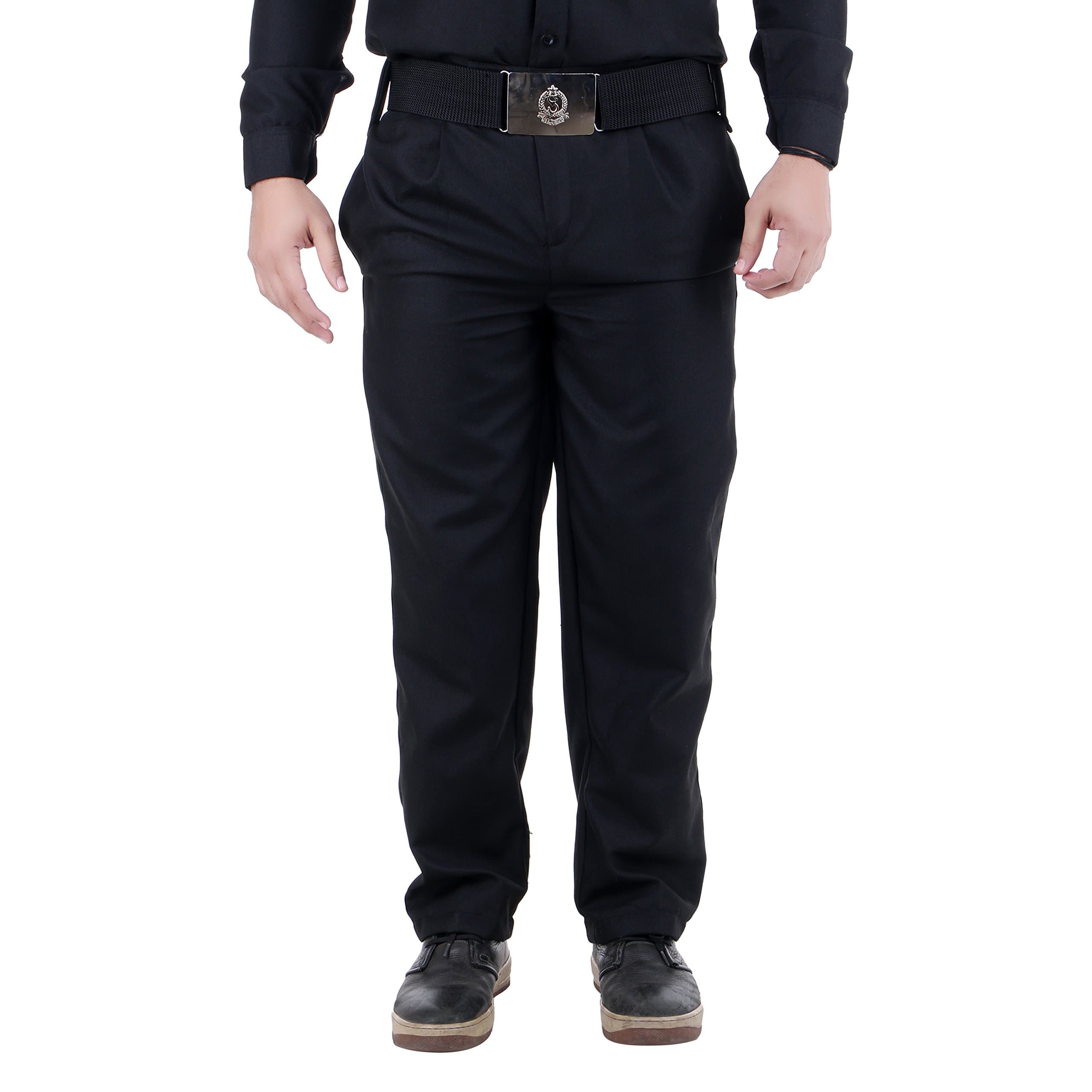 Men Regular Fit Security Guard Trouser, Pant, Uniform, Black