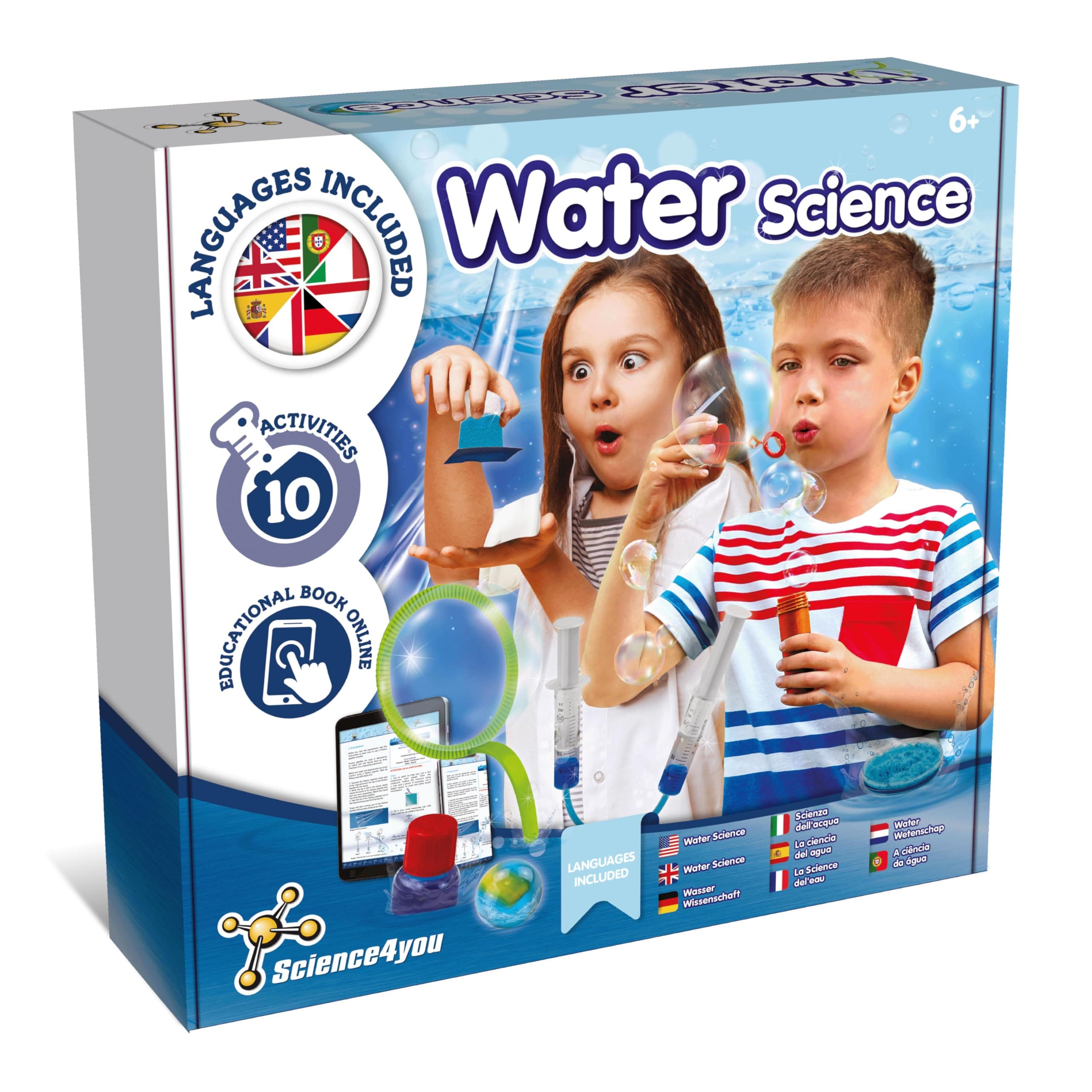 Science4youWater Bubble Science Kit Age 6+ for Kids 7 8 9+ – Discover the Science of Water and Make Your Own Giant Soap Bubbles, Toy Experiment Kit, Gift for Girls and Boys 7 8 9+