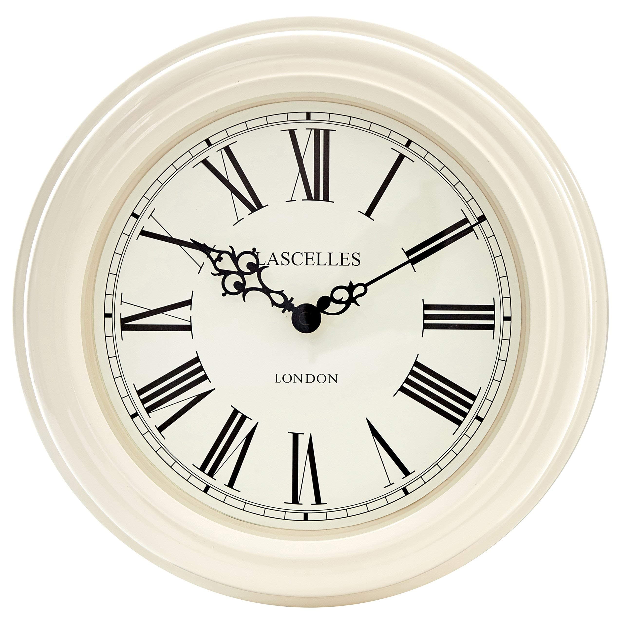 Roger Lascelles Clock, Metal, Cream, 32 x 5 x 32 cm