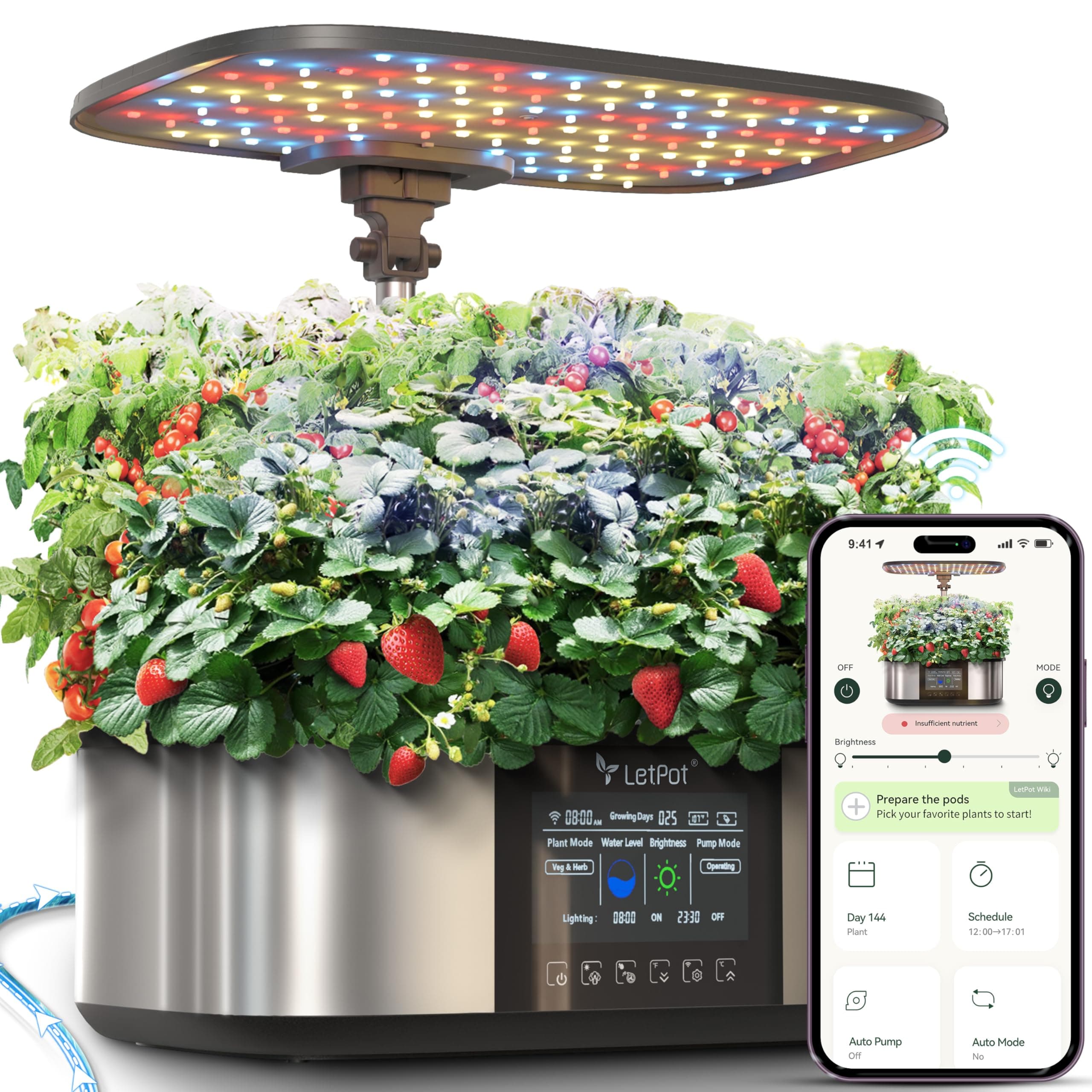 LPH-Max Hydroponics Growing System Kit, 21 Pods APP & WiFi Automatic Controlled Smart Indoor Garden with 36W LED Grow Light, Auto Drip Irrigation Kits, Self-Managed Nurturing & Watering
