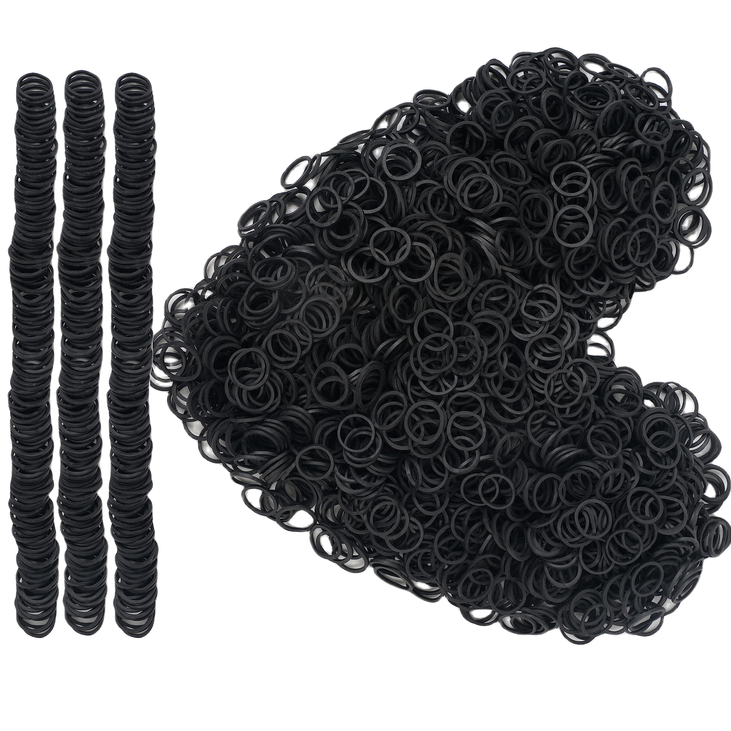 Rubber Bands mini 2000pcs rubber band black 0.5inch small Rubber Band Mini Soft Elastic Bands for Braids Diameter 13mm rubber bands for Office Supplies School