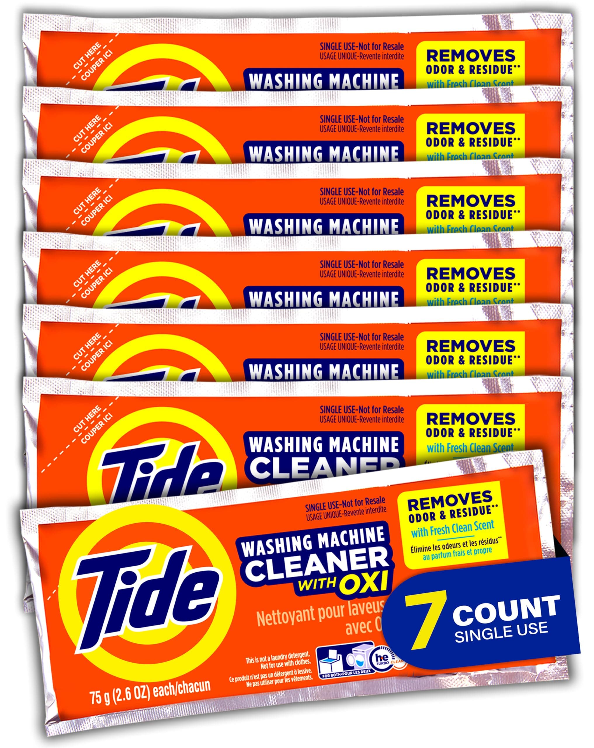 Washing Machine Cleaner by Tide, Washer Machine Cleaner with Oxi for Front and Top Loader Washer Machines, Deep Cleaning Residue & Odor Eliminator, 7 Month Supply