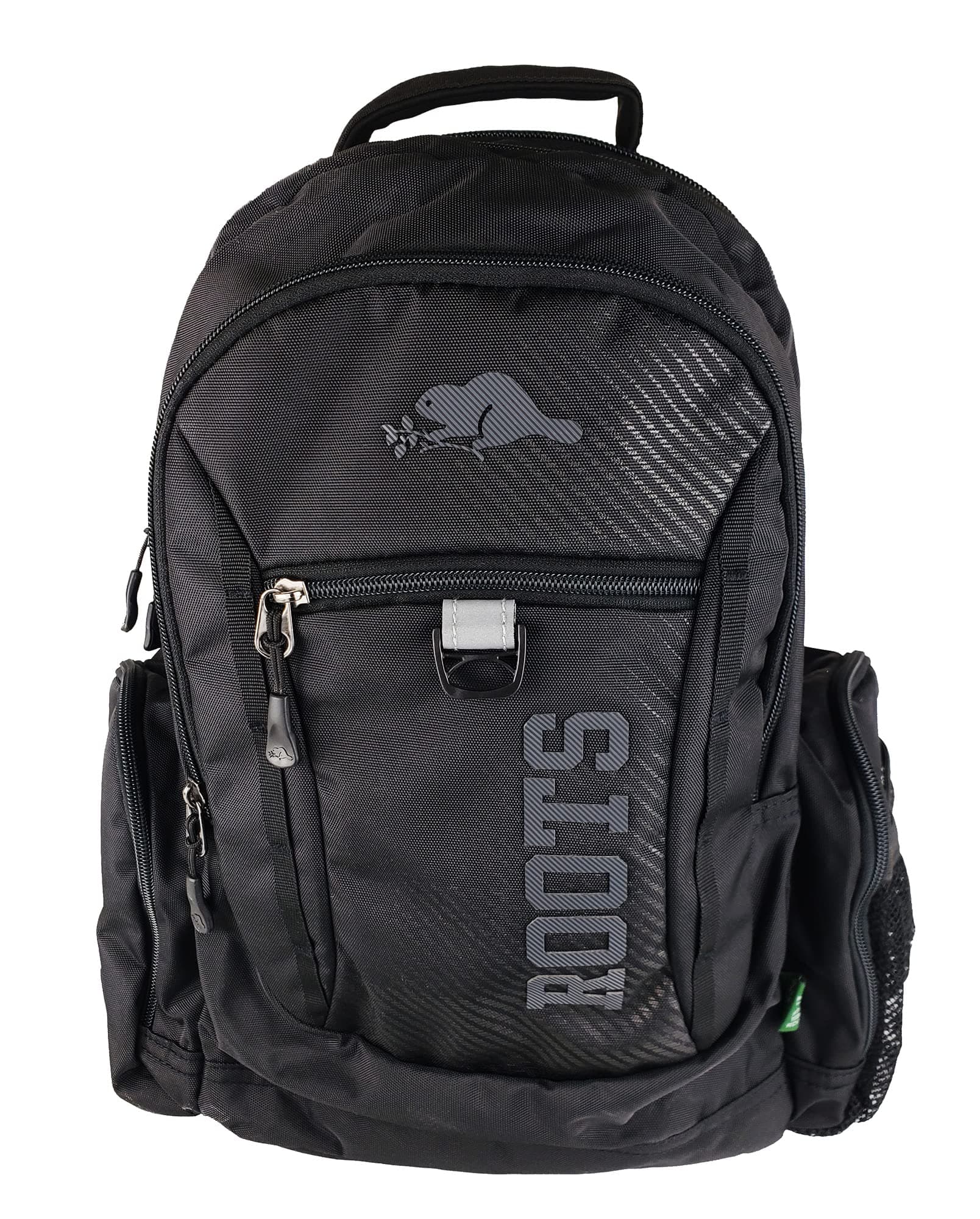 Roots 73 - Durable 17.3-inch Laptop and Tablet Backpack with Zippered Cable Pockets (Grey with Flowers)