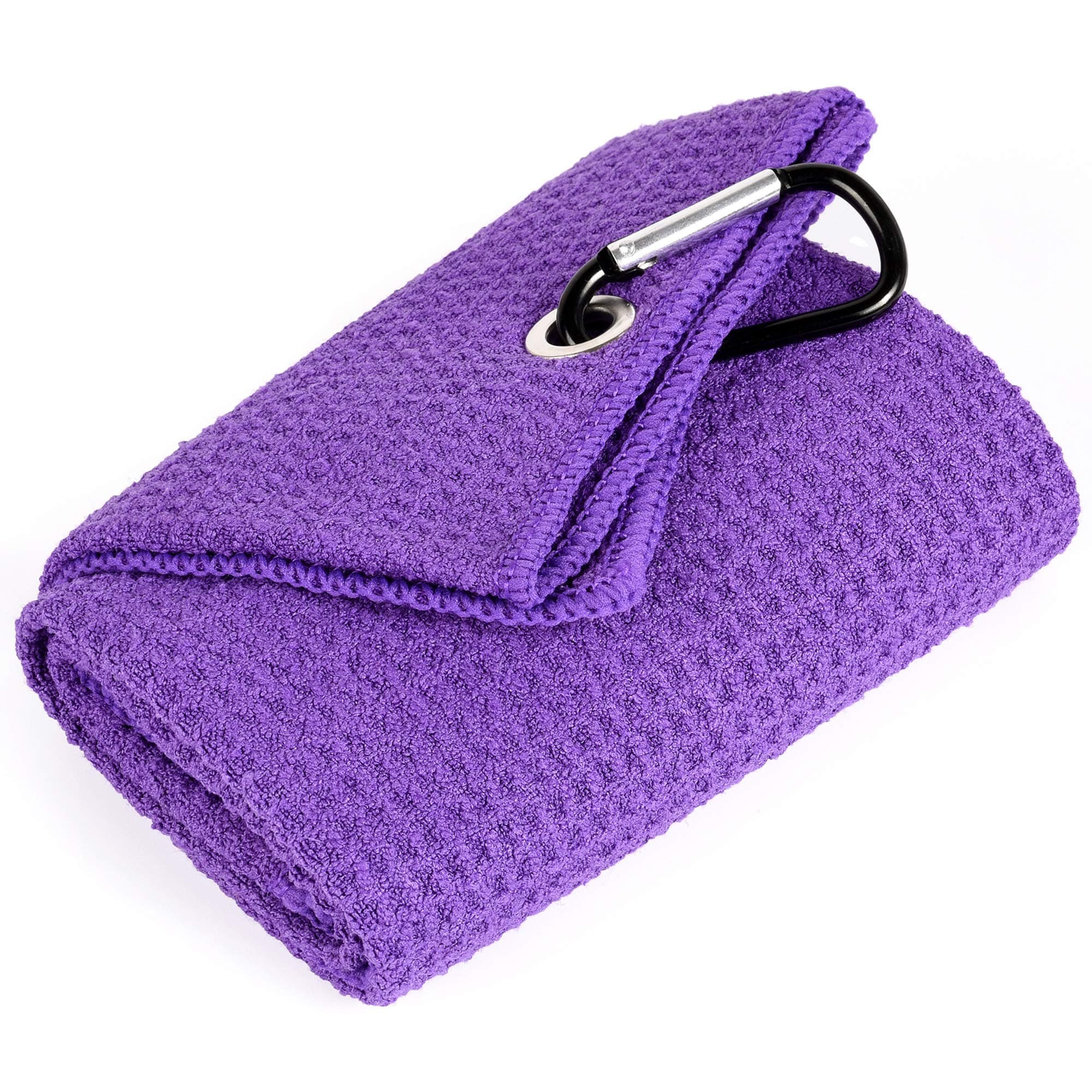 Mile High Life (Purple) - Tri-fold Golf Towel Premium Microfiber Fabric Waffle Pattern Heavy Duty Carabiner Clip 14 Colour Options