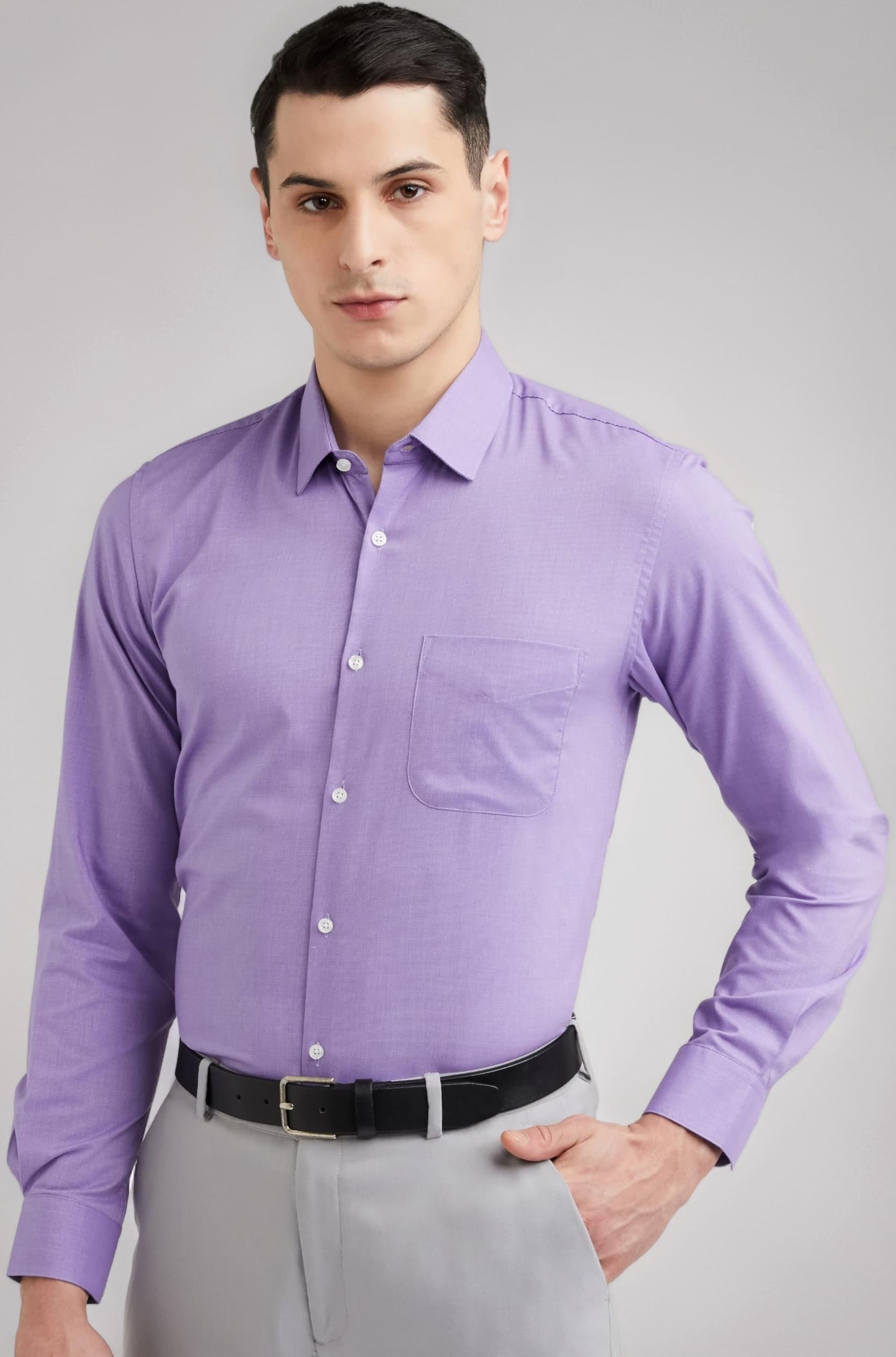 Peter England Men's Everyday Solid Slim Fit Full Sleeve Formal Shirt | Cotton-Rich