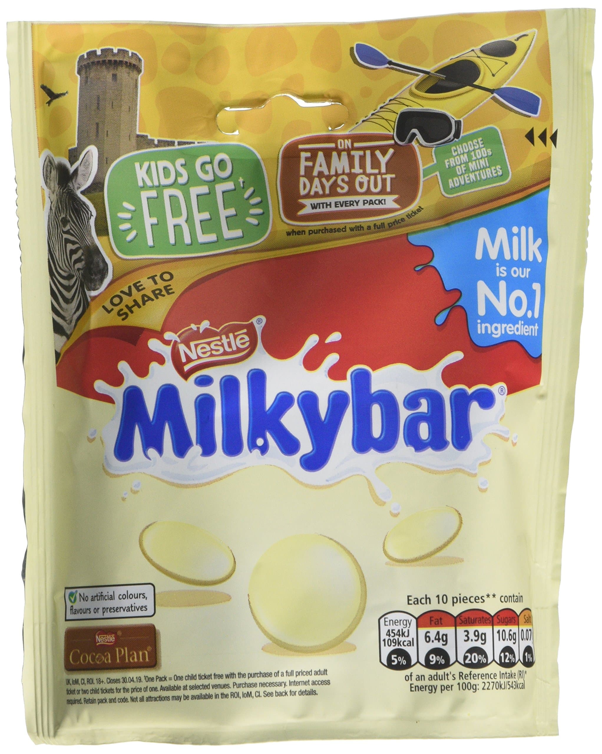 Milkybar Giant Buttons White Chocolate Sharing Bag, 103 g (Pack of 8)