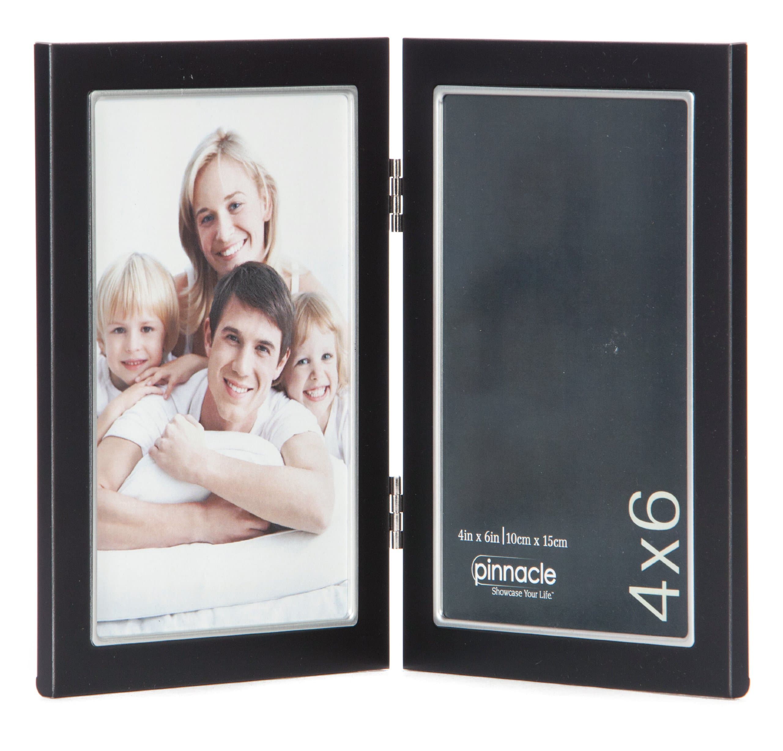 Pinnacle Metal 4x6 Double Black and Silver Hinged Picture Frame
