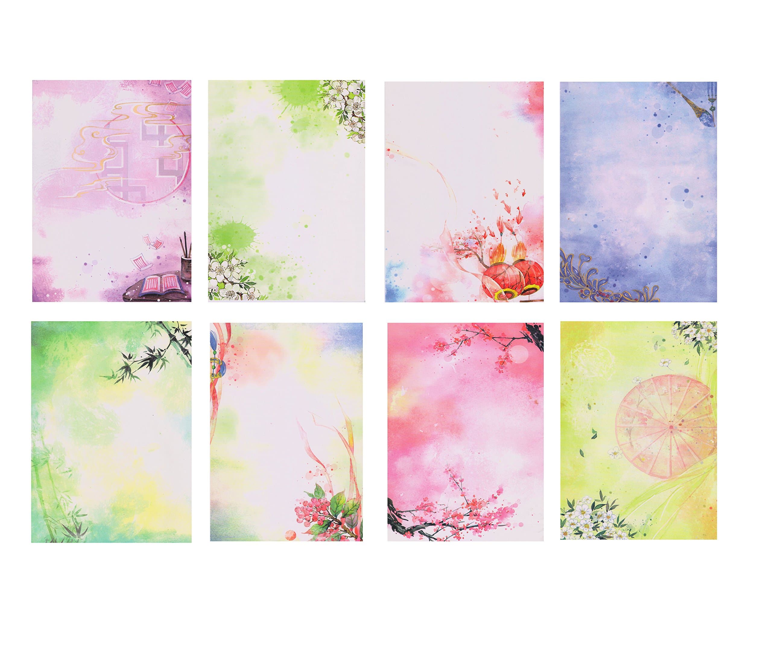 80 Writing Stationery Paper Pad Letter,Kraft Plain Letter Writing Paper Sets, 8 Pattern, 10 pcs each Pattern (Style-2)