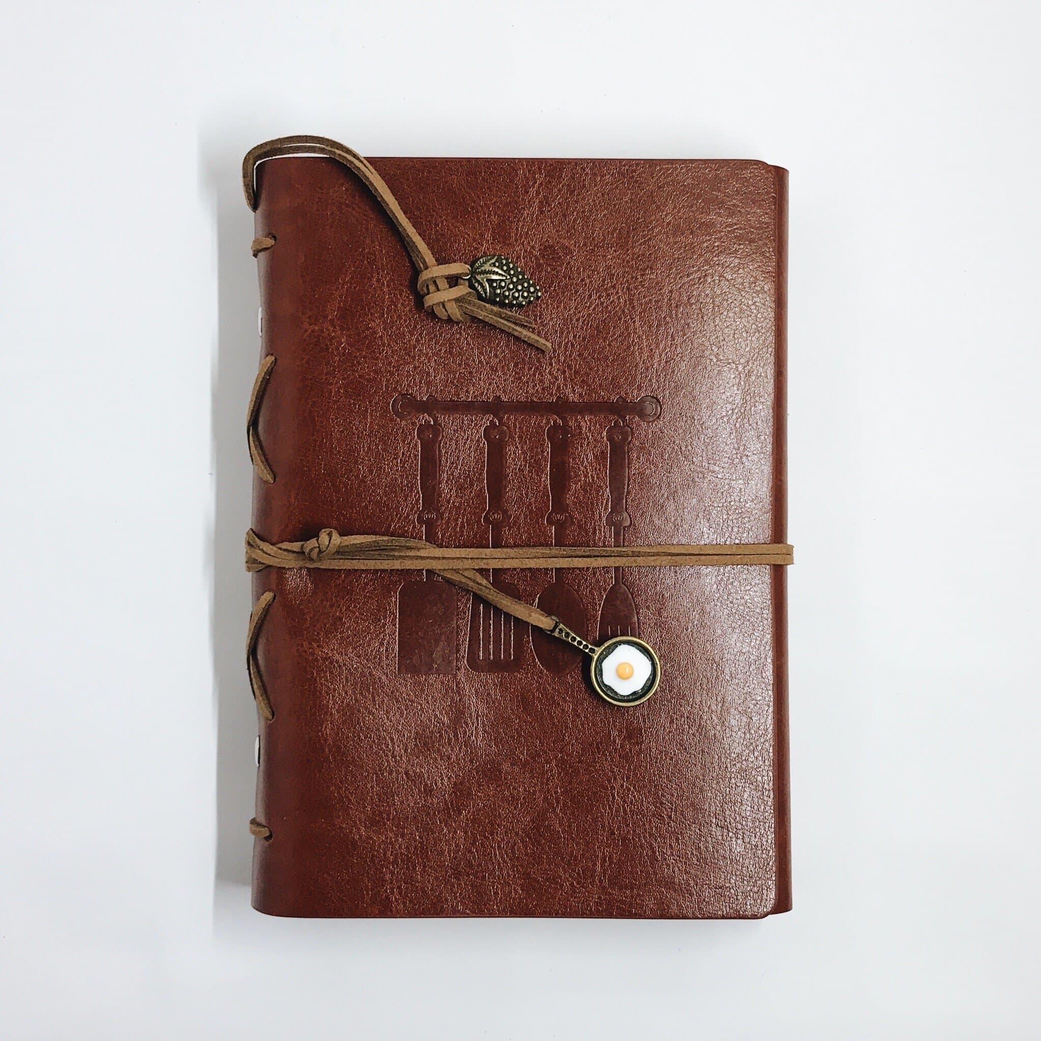 Vintage Bound Leather (PU) Diary, Mindfulness & Gratitude Journal, Student Agenda or Professional Planner, For Men, Women, Boys & Girls - Recipe Inspired Embossing