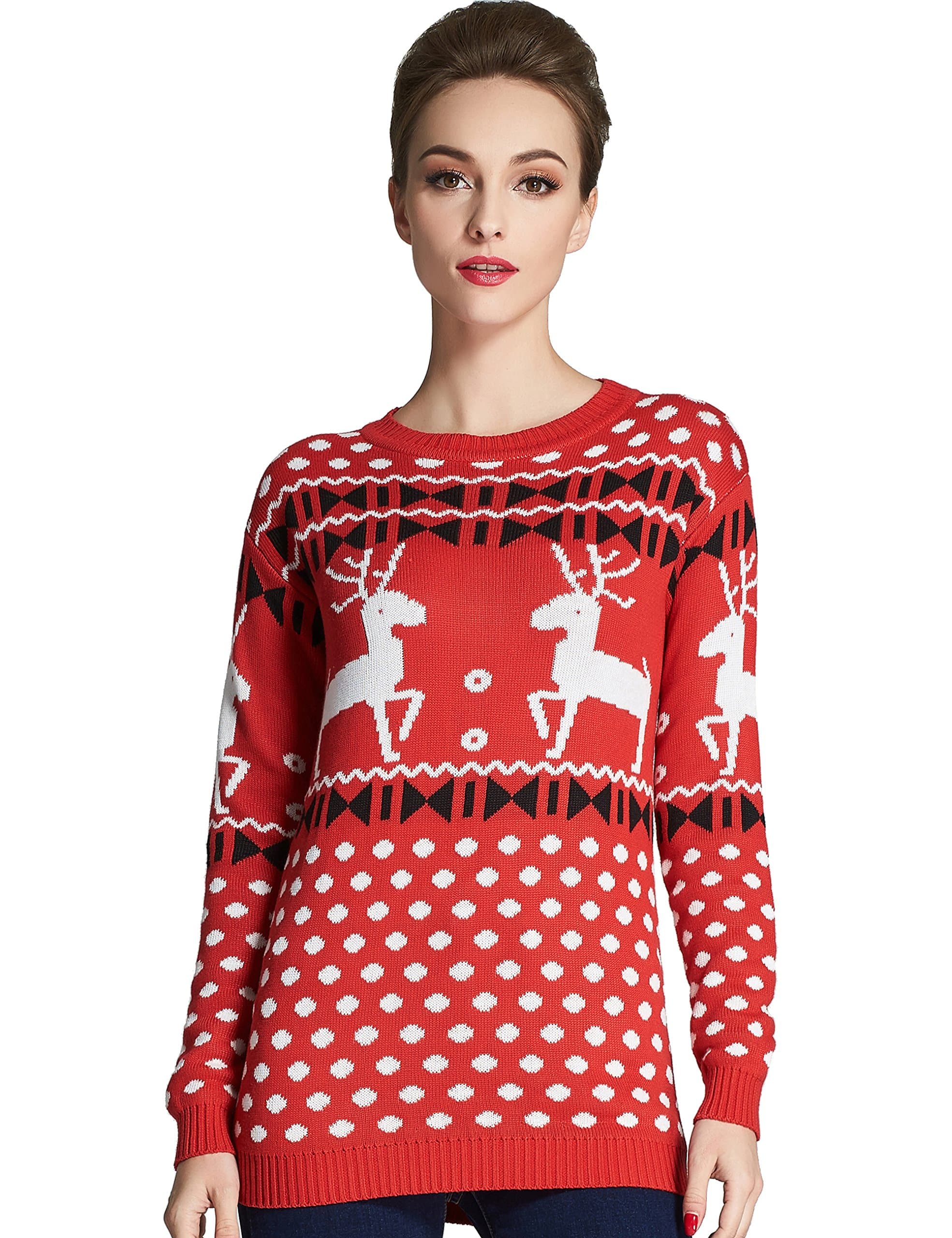 Camii Mia Women's Crew Neck Pullover Ugly Christmas Sweater