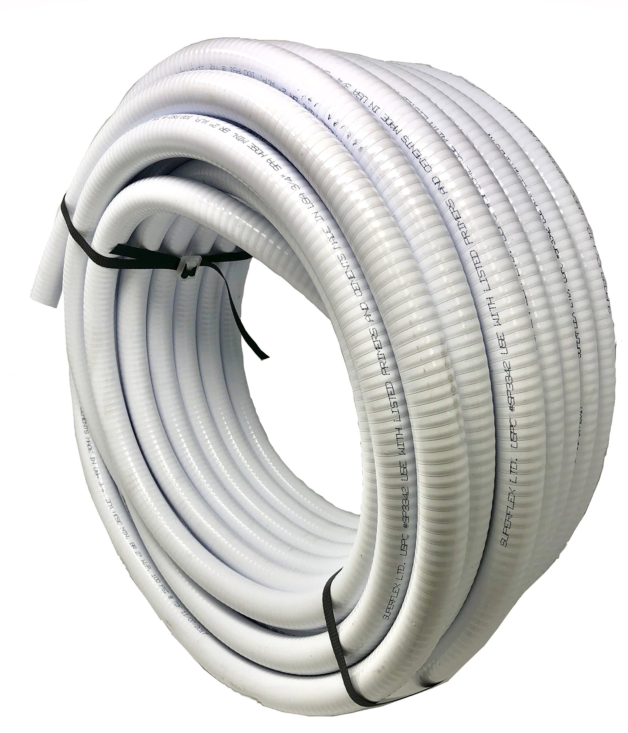 Sealproof 1.5" Dia Flexible PVC Pipe, Swimming Pool and Spa Hose Tubing, Schedule 40, Pump Filtration, Made In USA, 1-1/2-Inch, 25 FT, White