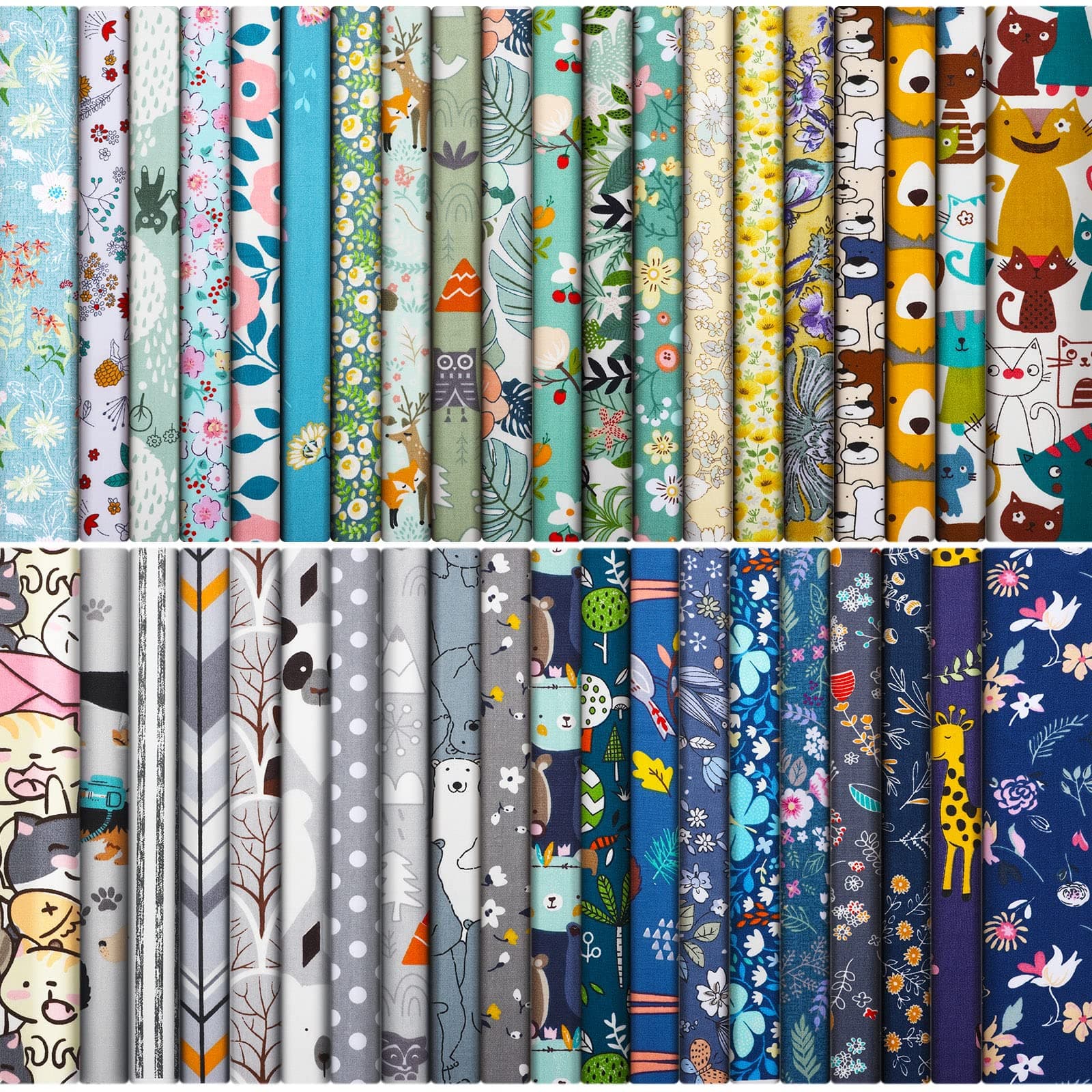 40 Pcs 10 x 10 Inches Cotton Fabric Bundle Squares Precut Fabric Squares Multi Color Floral Fat Sheets for Craft DIY Quilting Sewing (Classic Patterns)