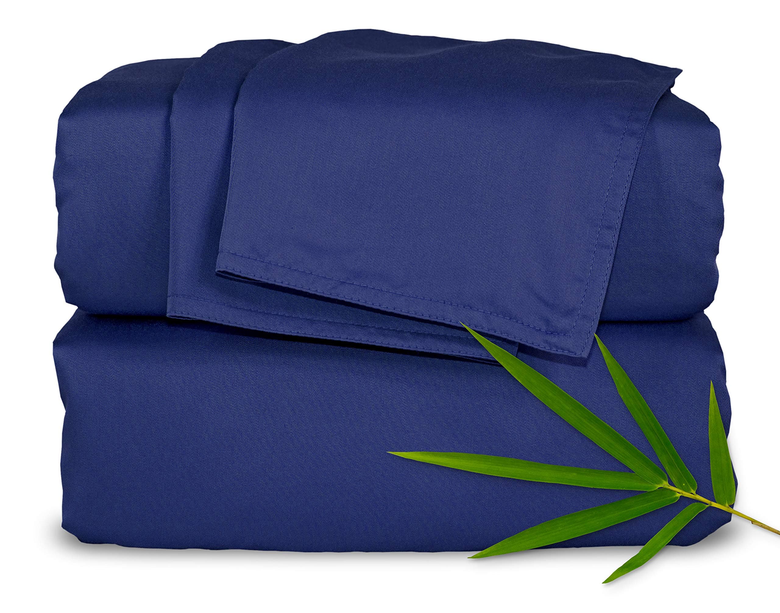 Pure Bamboo Queen Sheets, Genuine 100% Organic Viscose Derived from Bamboo Bed Sheet Set, Luxuriously Soft & Cooling, Double Stitching, 2 Year Quality Promise (Queen, Cobalt Blue)