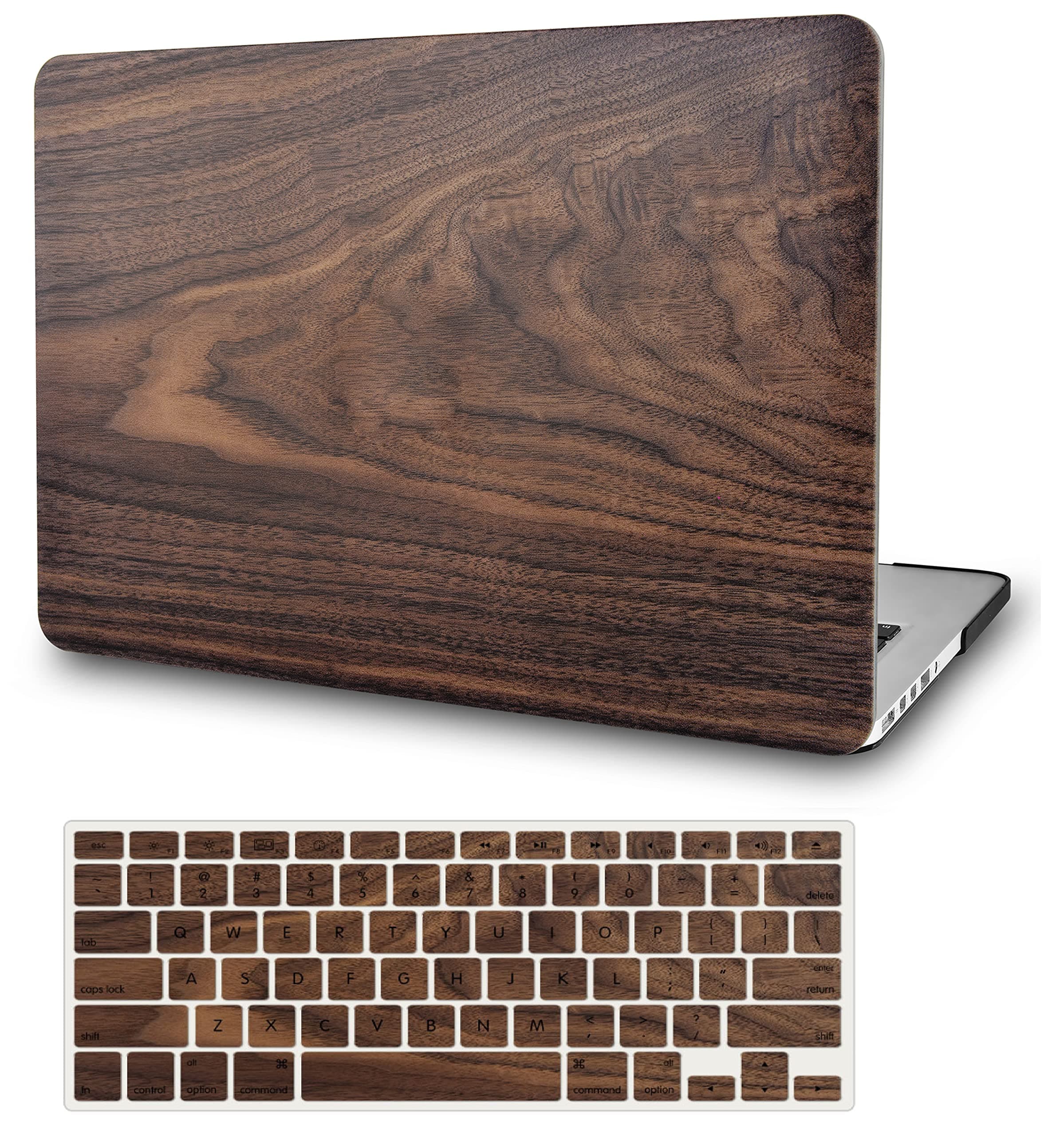 KECC Compatible with MacBook Air 13 inch Case 2022 2021 2020 2019 2018 Release M1 A2337 A2179 A1932 Plastic Hard Shell for MacBook Air 13.3 inch + Keyboard Cover, Walnut Wood