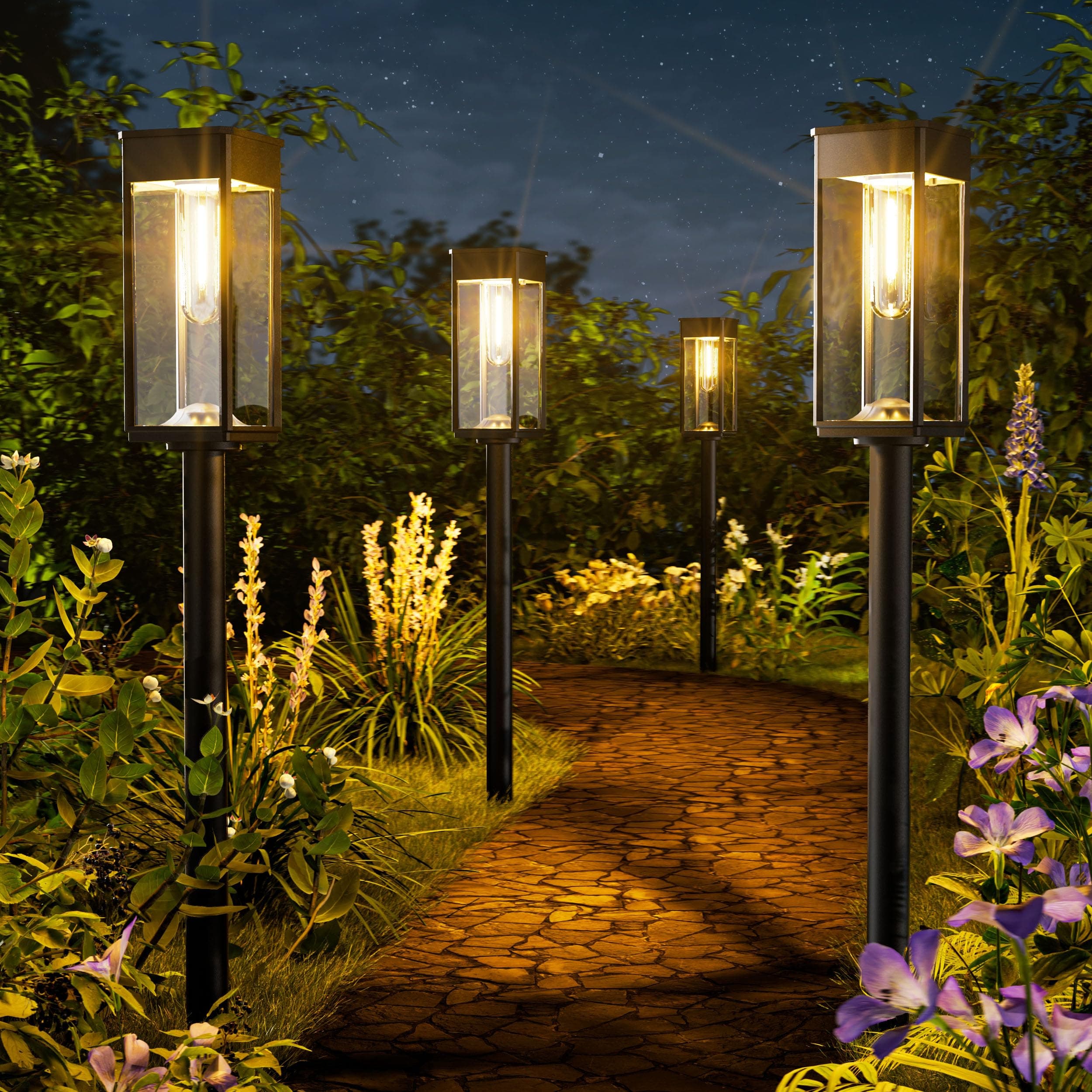 Bright Solar Pathway Lights Outdoor, 6 Pack IP65 Waterproof Solar Garden Lights for Outside Lighting, Yard Path Lawn Walkway Driveway Landscape (Warm White)