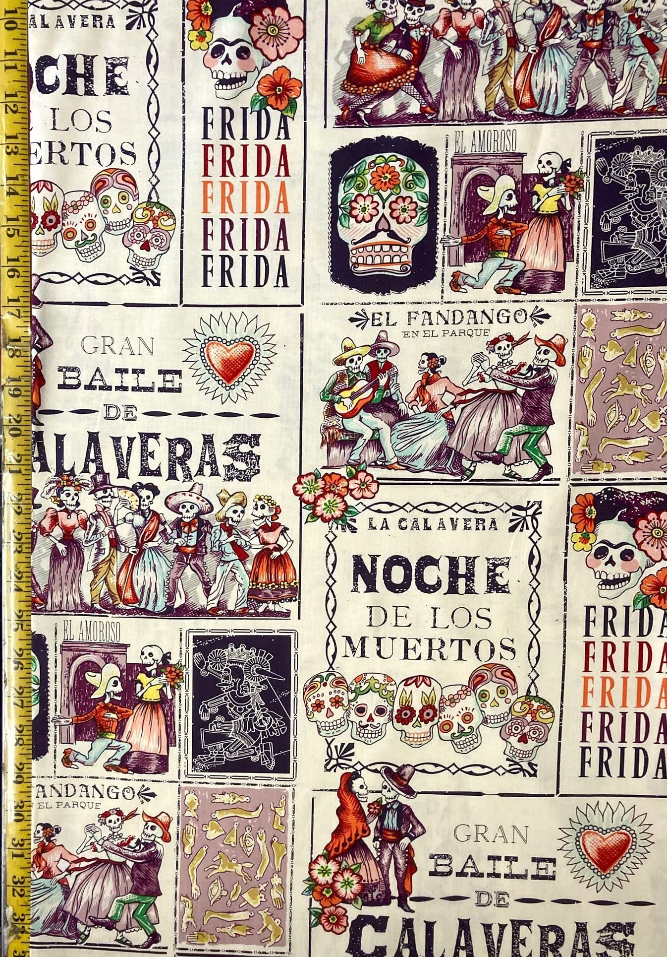 Baile de Calaveras Eggplant Alexander Henry Fabric - by Half Yard