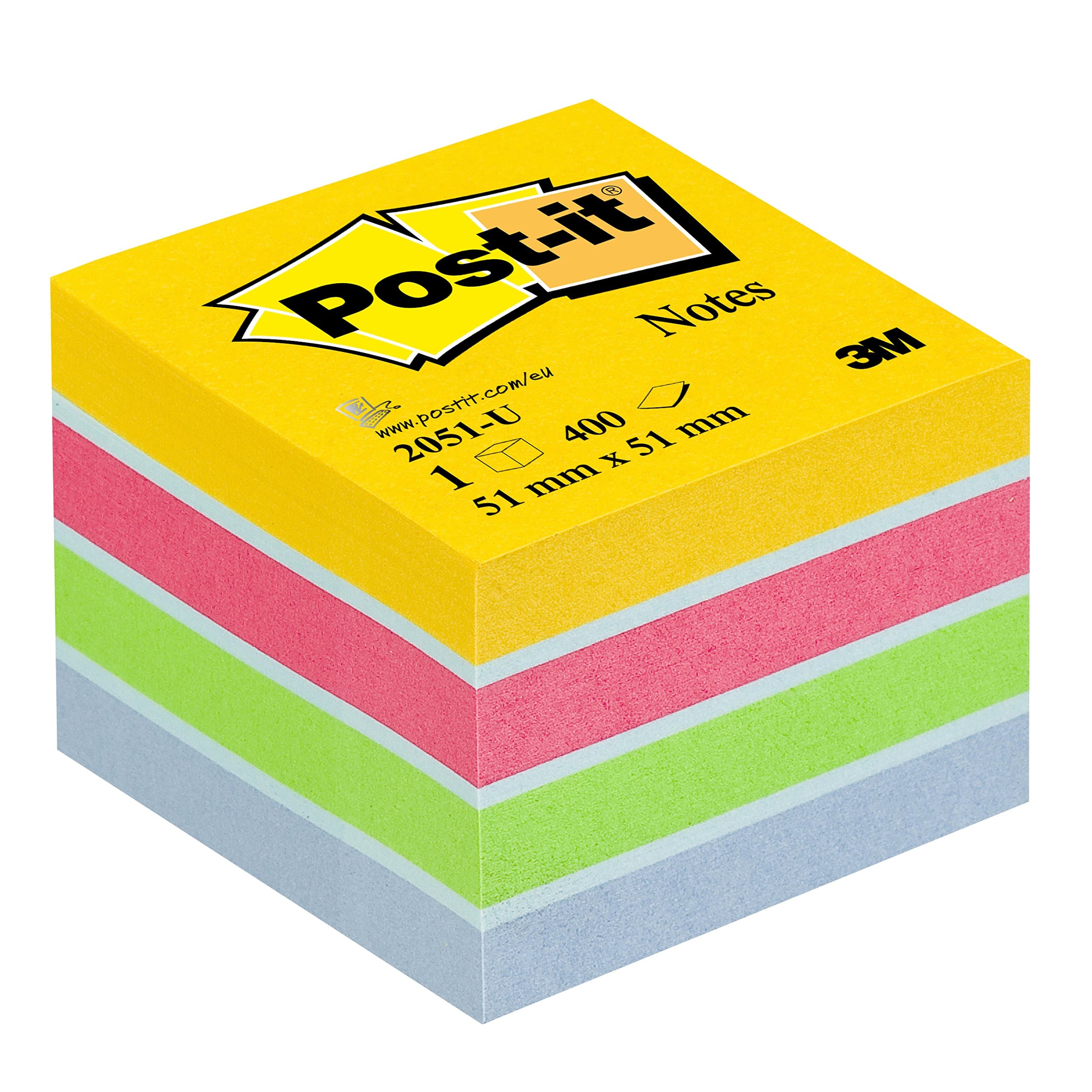 Post-it 2051-U Haftnotiz Mini Würfel (70 g/qm, 51 x 51 mm) 400 Blatt ultrafarben