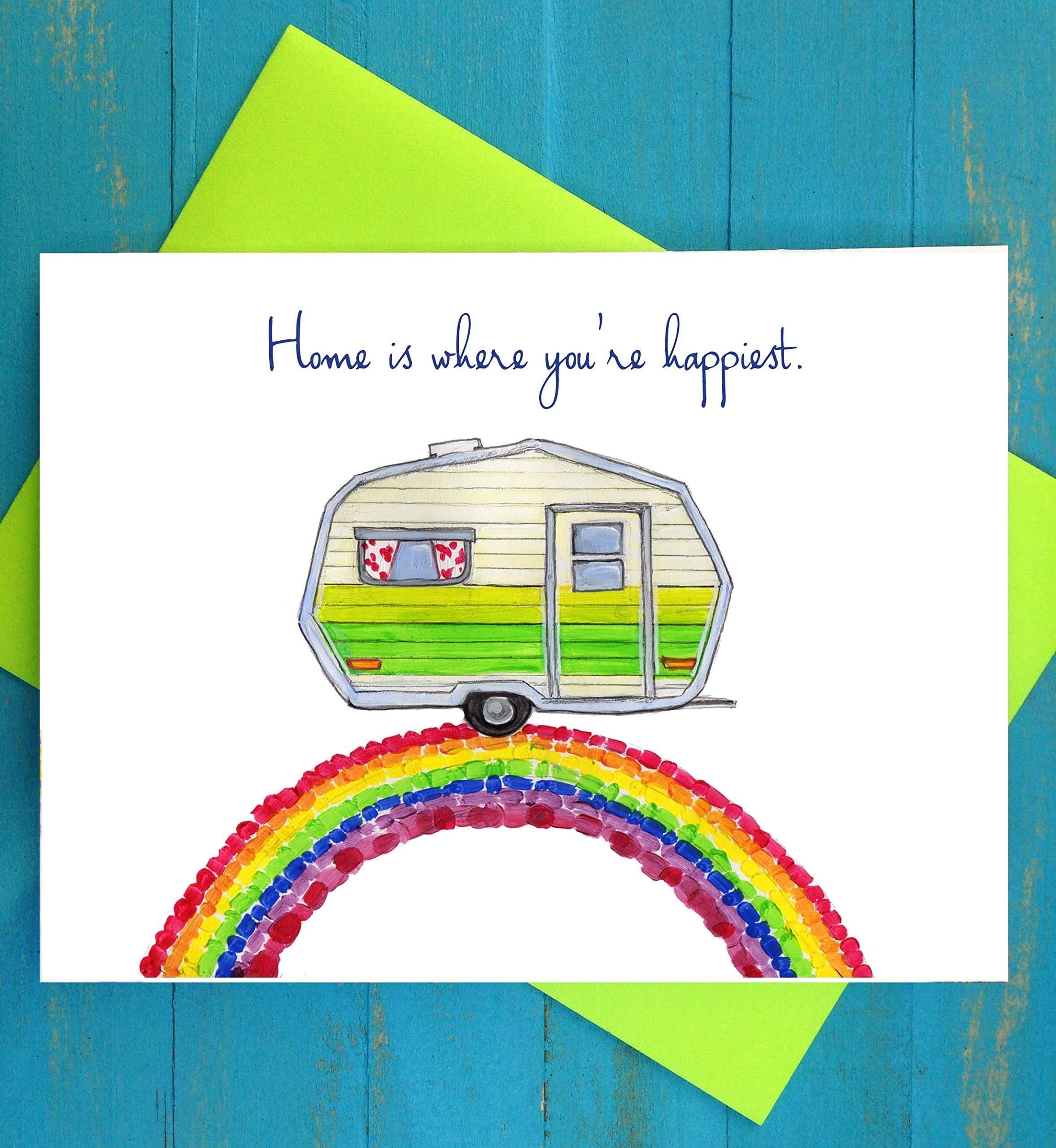 That greeting card with the trailer on the rainbow