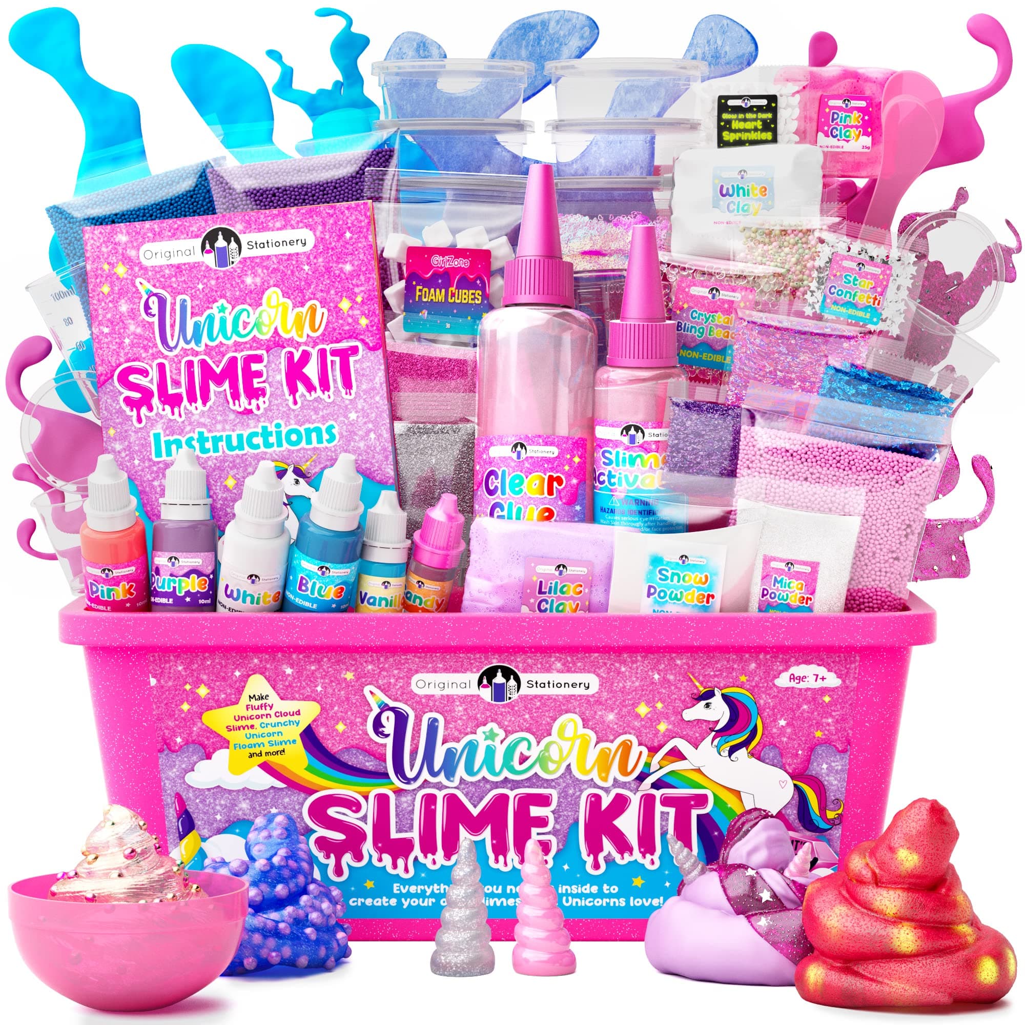 Original Stationery Slime Kit - Create Glow in The Dark and Regular Unicorn Slime for Girls, Magical Birthday Gift Idea