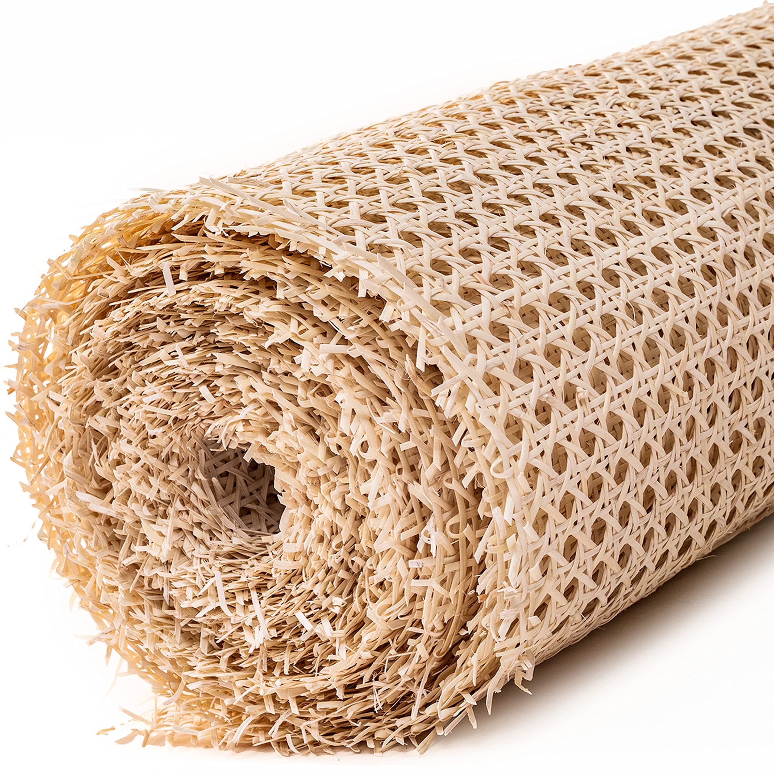 Natural Rattan Cane Webbing Roll - 5 Feet Hexagon Weave Mesh, 1/2 Inch Pre-Woven Cane Net Open Weave Wicker for Cabinet Chair