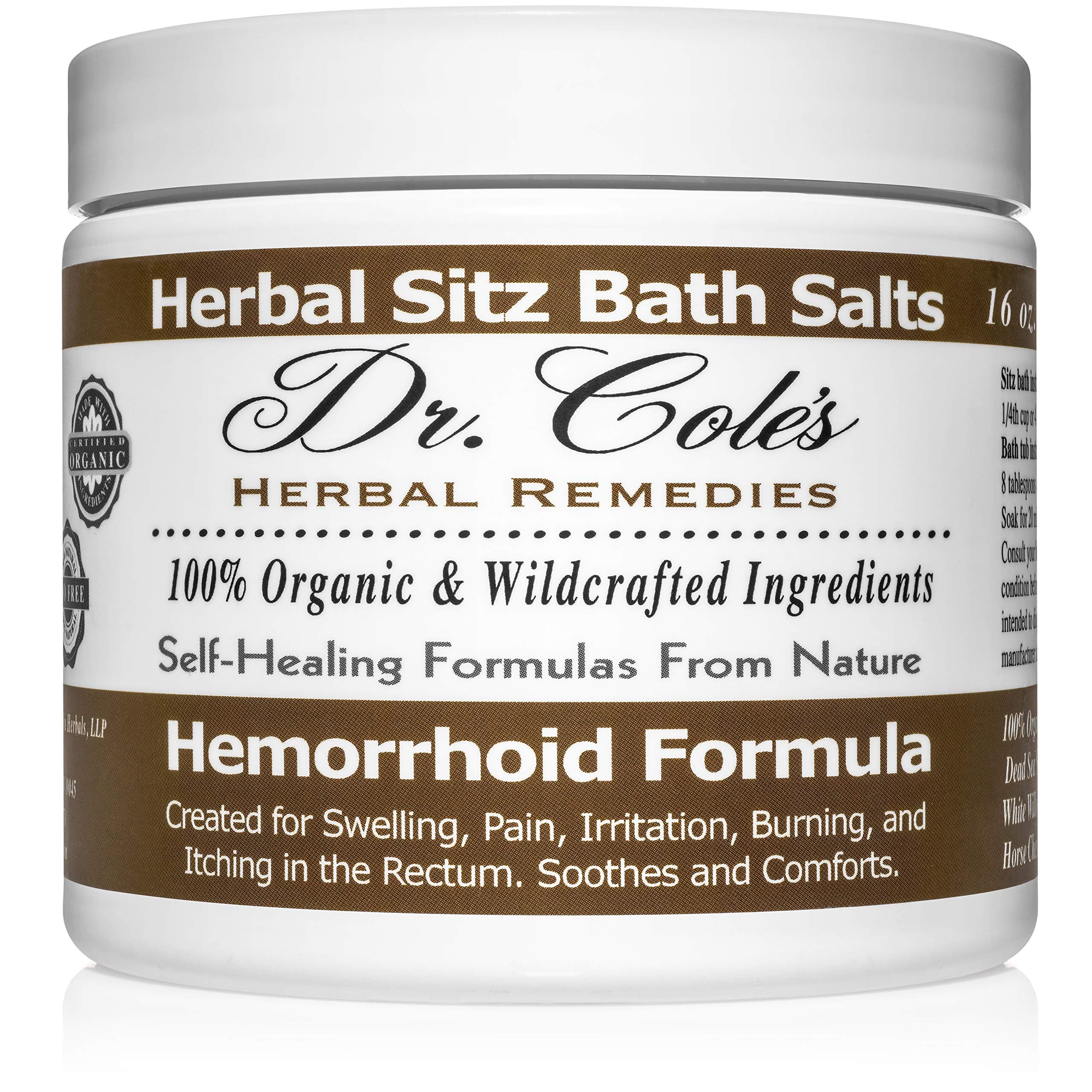 Dr. Cole’s Herbal Sitz Bath Soak – Organic & Wildcrafted Plant-Based Bath Salts – Comforting Sitz Bath Blend for Perineal Care – for Sitz Basin or Bathtub – 100% Natural Ingredients – 16 oz