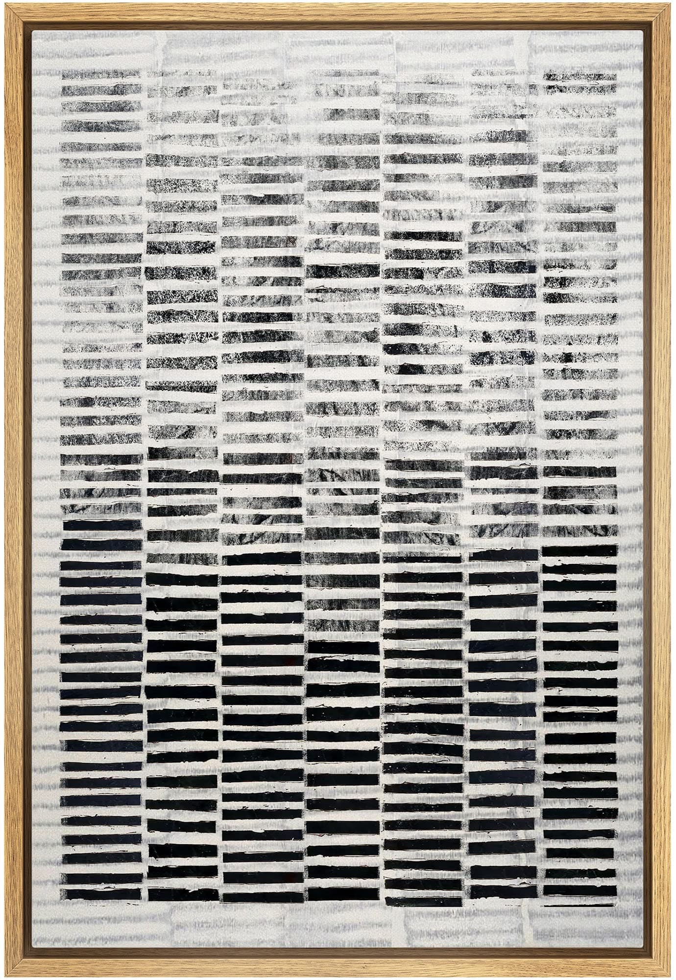 IDEA4WALL Framed Canvas Print Wall Art Black White Distressed Geometric Collage Abstract Shapes Illustrations Modern Art Contemporary Relax/Calm for Living Room, Bedroom, Office - 24"x36" Natural