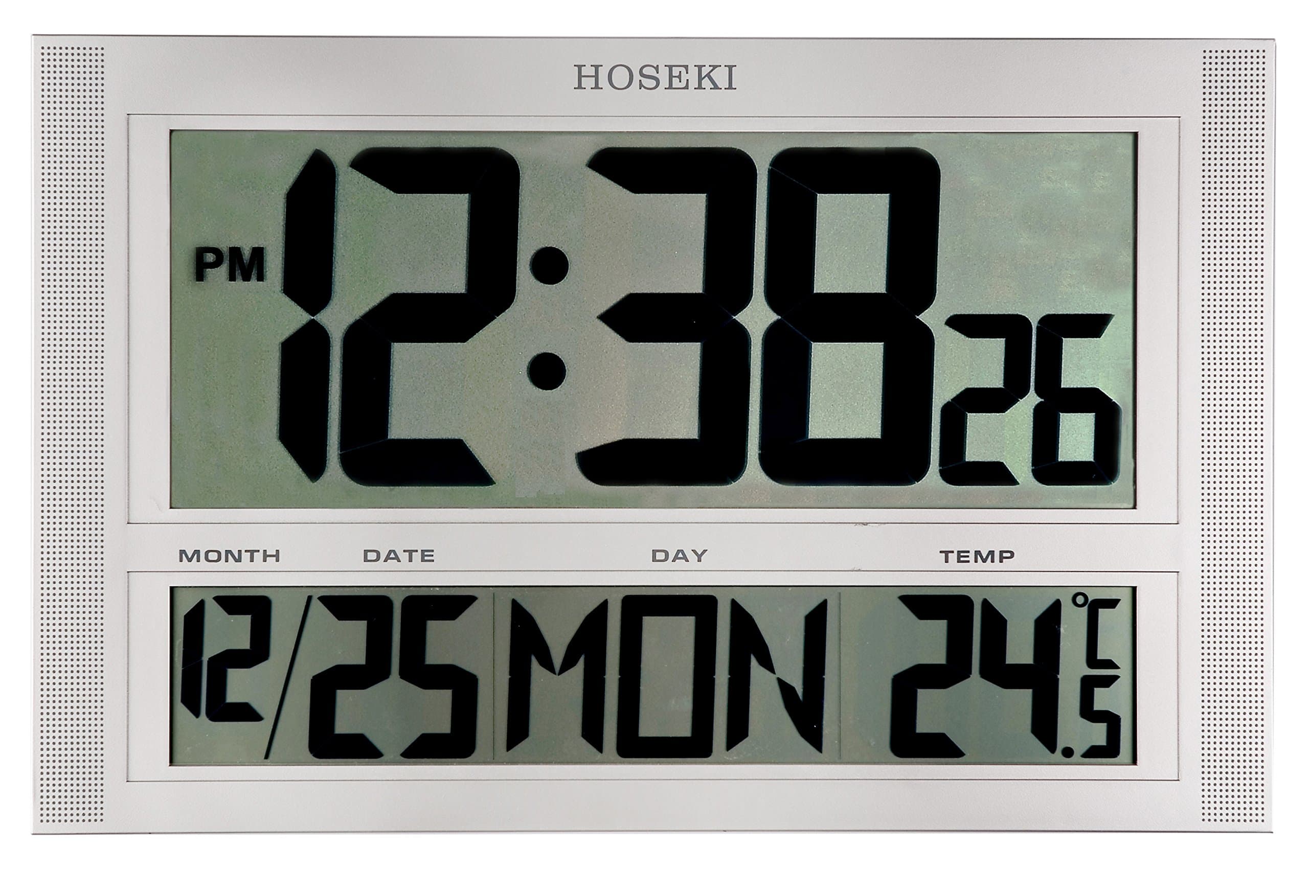 LCD Digital Wall/Flip Stand Clock Calendar, Matte Silver (H-2114)