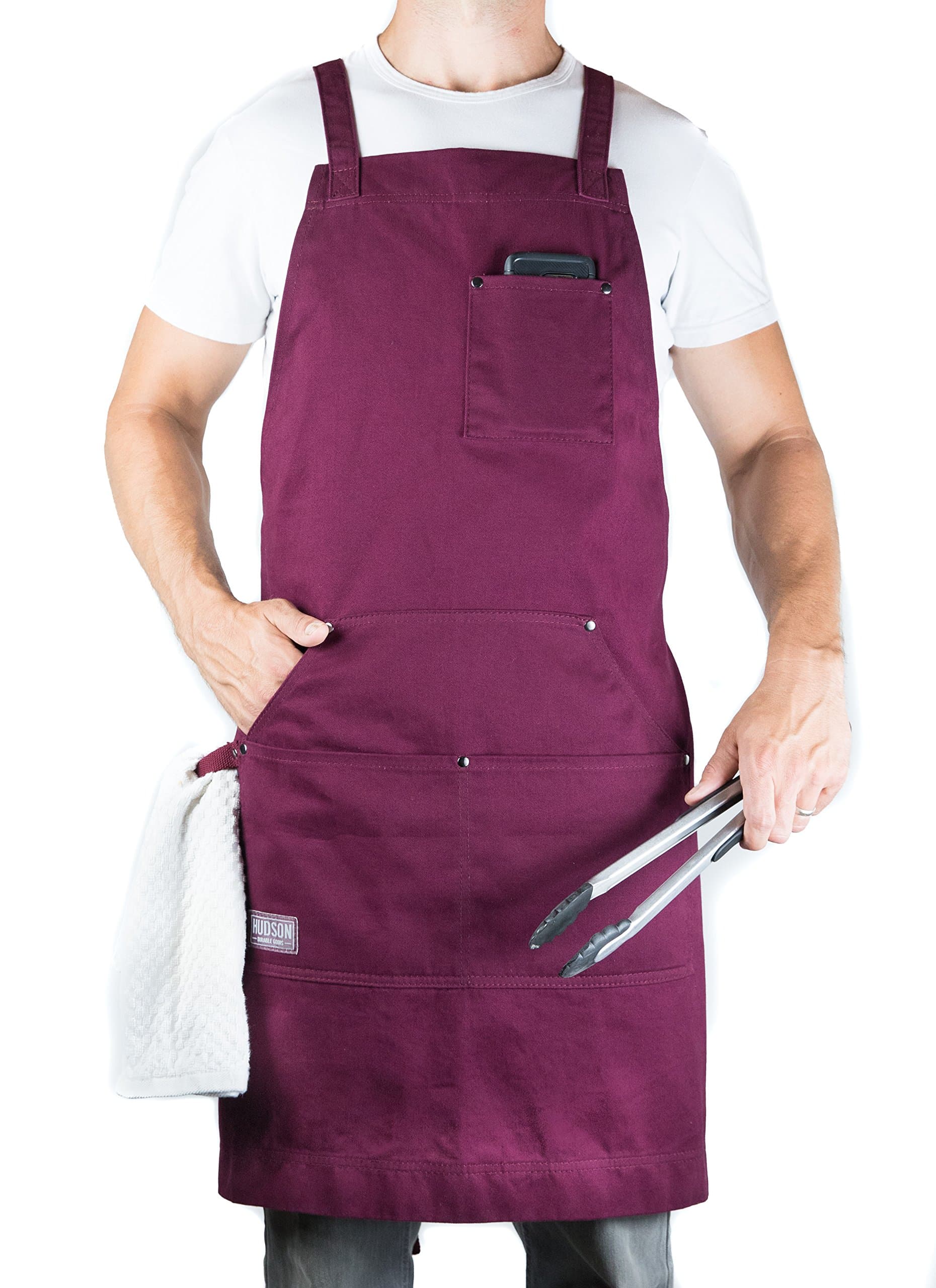 Hudson Durable Goods - Professional Grade Chef Apron for Kitchen, BBQ & Grill