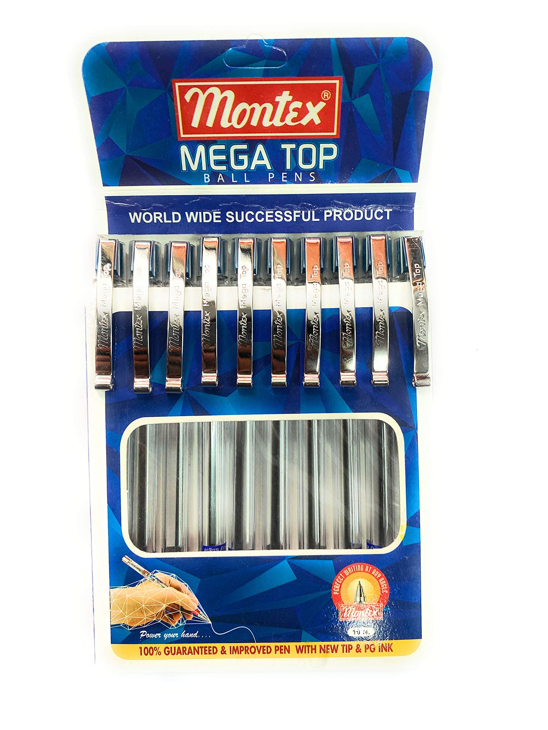 Mega Top Ball Pen-Blue,Pack of 10
