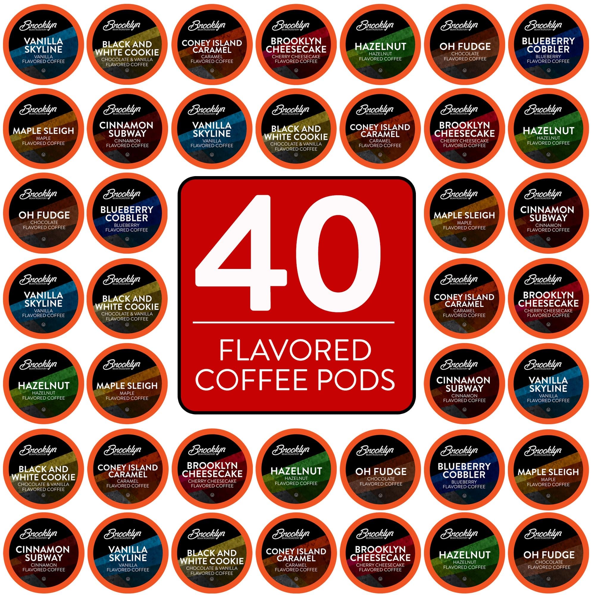 Flavored Coffee Pods Assorted Gourmet Variety Pack, Compatible with 2.0 Keurig K Cup Brewers, 40 Count