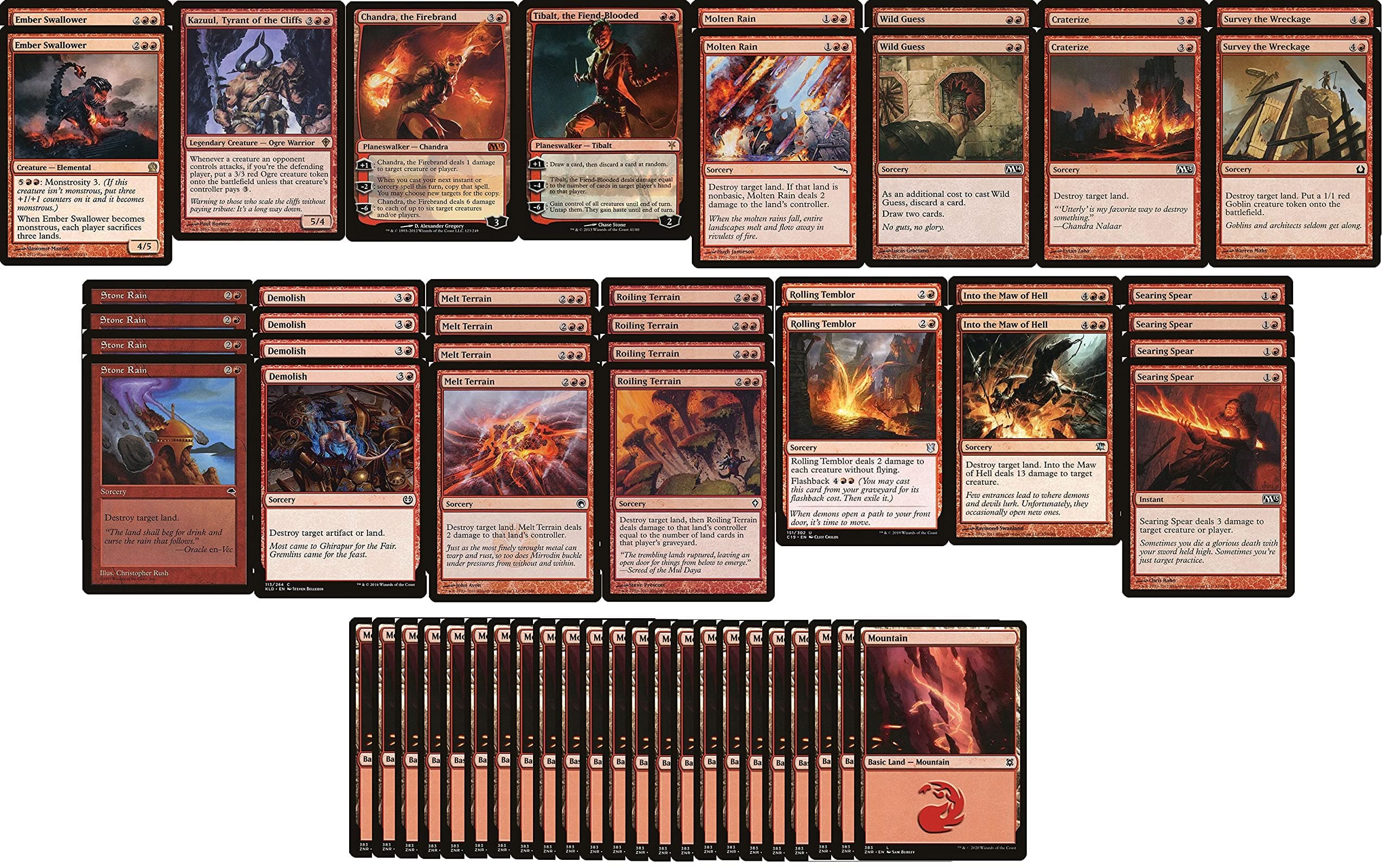Mono Red Land Destruction Deck - Modern Legal - Custom Built - Magic The Gathering - MTG - 60 Card