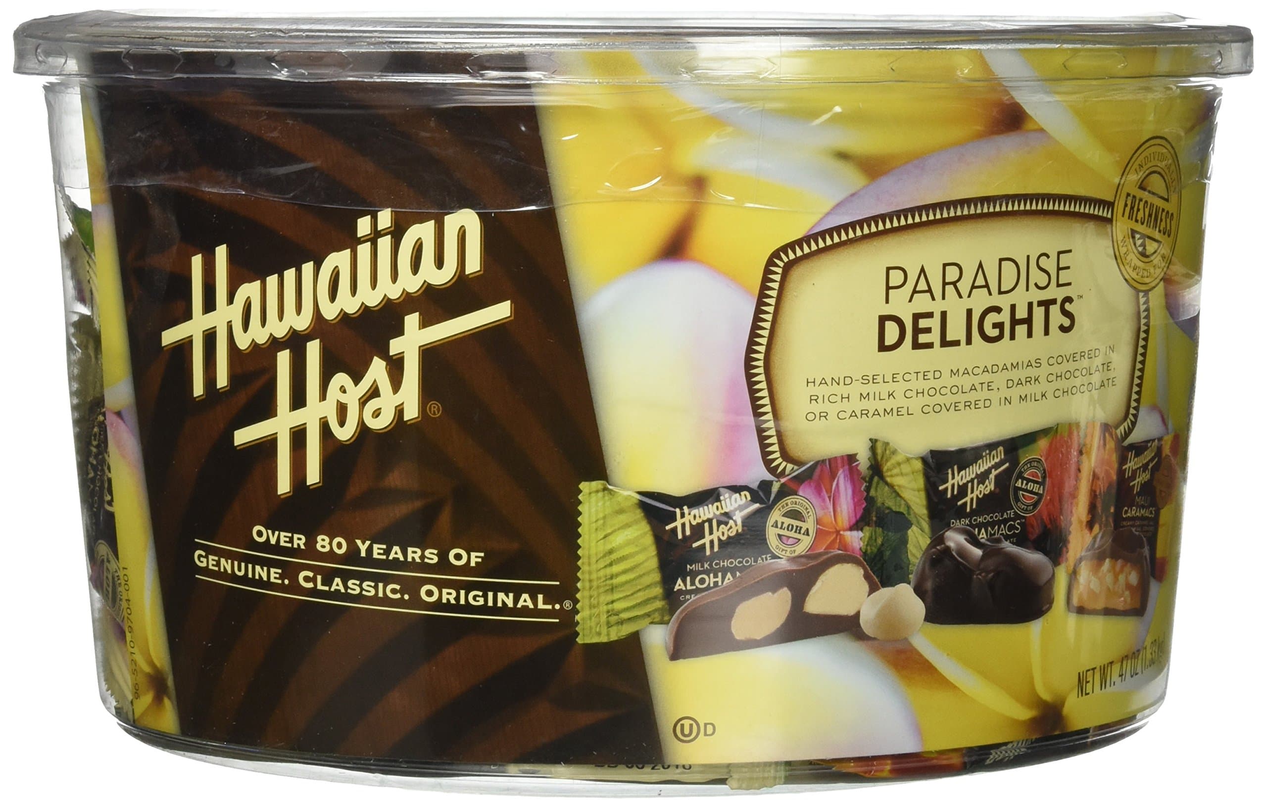 Paradise Delights Chocolate Covered Macadamia Nut Variety Pack 47 oz (Maui Caramacs, Dark Chocolate Aloha Macs, Milk Chocolate Aloha Macs)