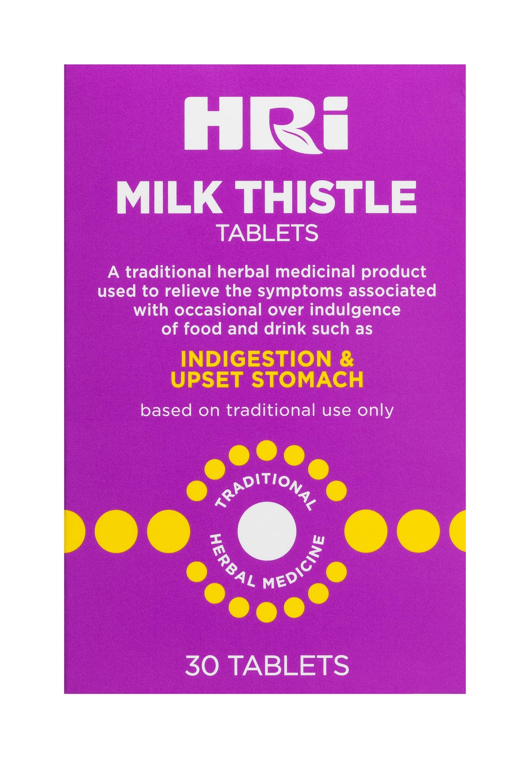 Milk Thistle 30 Tablets - to Relieve Symptoms Associated with Over Indulgence of Food and Drink Such As Indigestion and Upset Stomach. 300 mg of Milk Thistle Extract. 1 Pack