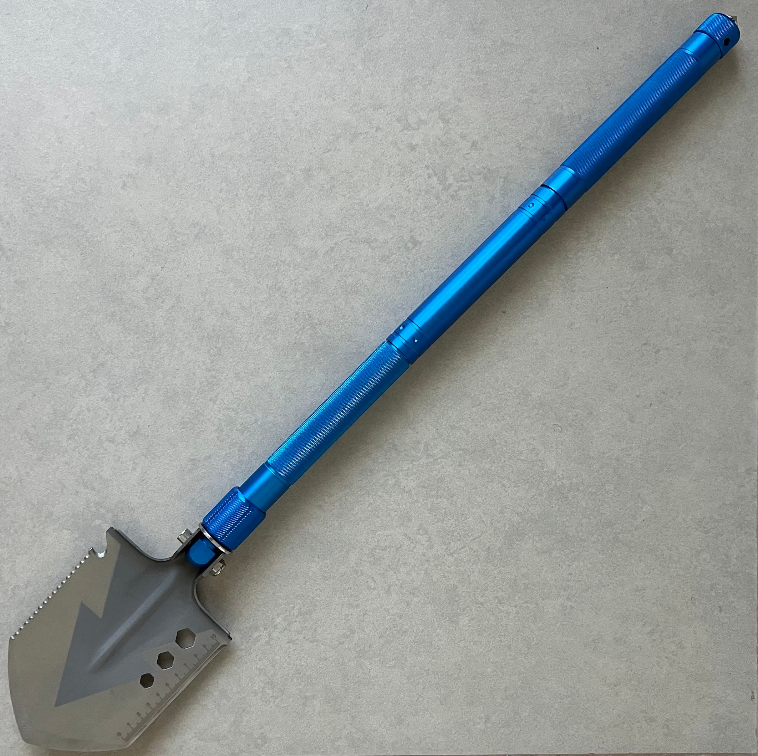 UG Survival and Camping Shovel – Tactical Survival Multi-Tool and Survival Hatchet Equipment for Outdoor Hiking Camping Gear, Hunting, 16 All in Function Survival Shovel (Blue)