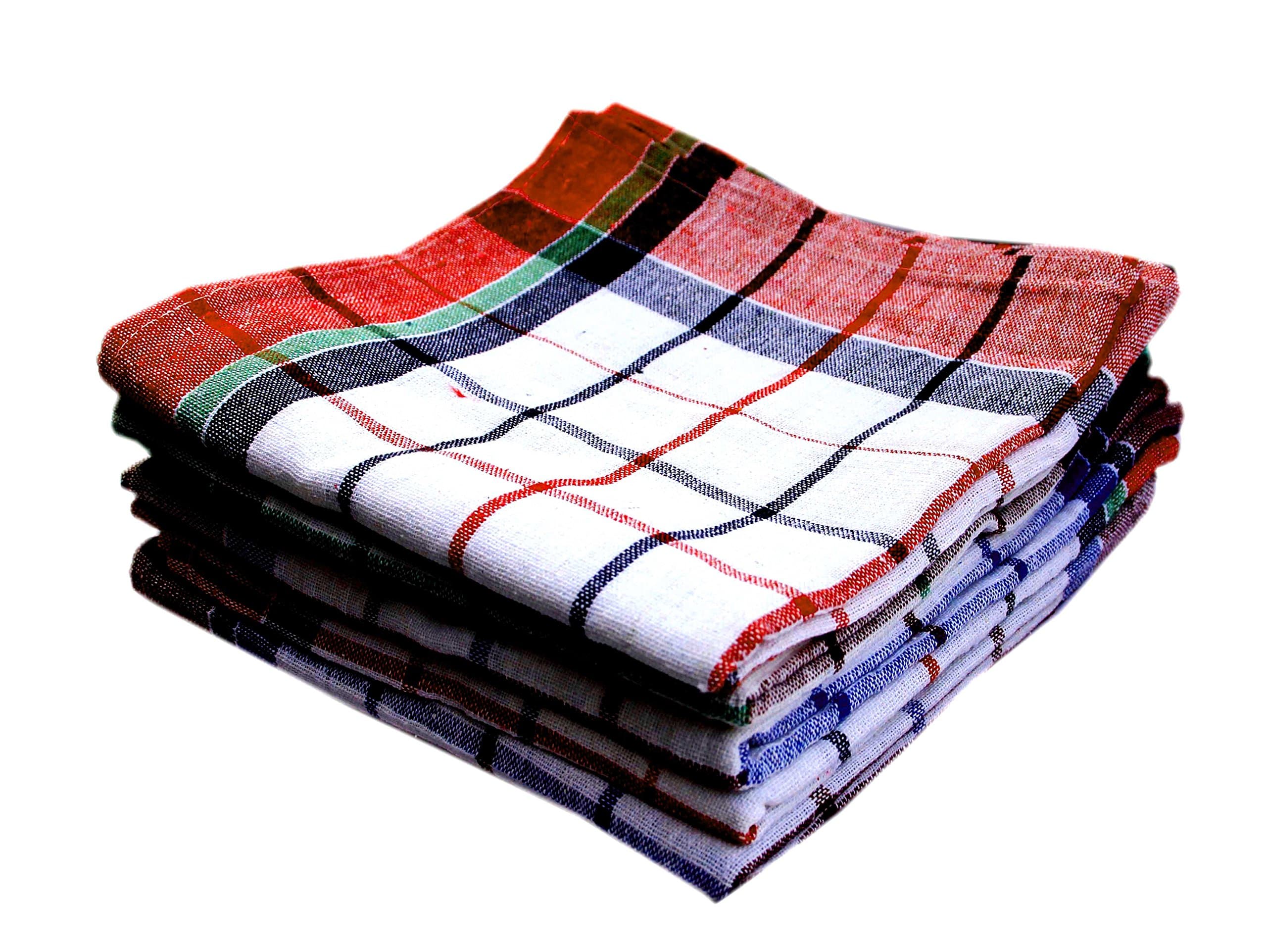 Highly Absorbent Big Size 20X20inch 100% Cotton Multipurpose Kitchen, Chapatis Napkin and Cleaning, Cotton Kitchen Towel Duster, Kitchen Clothes for Roti (5 Pieces_Multi Color Striped)