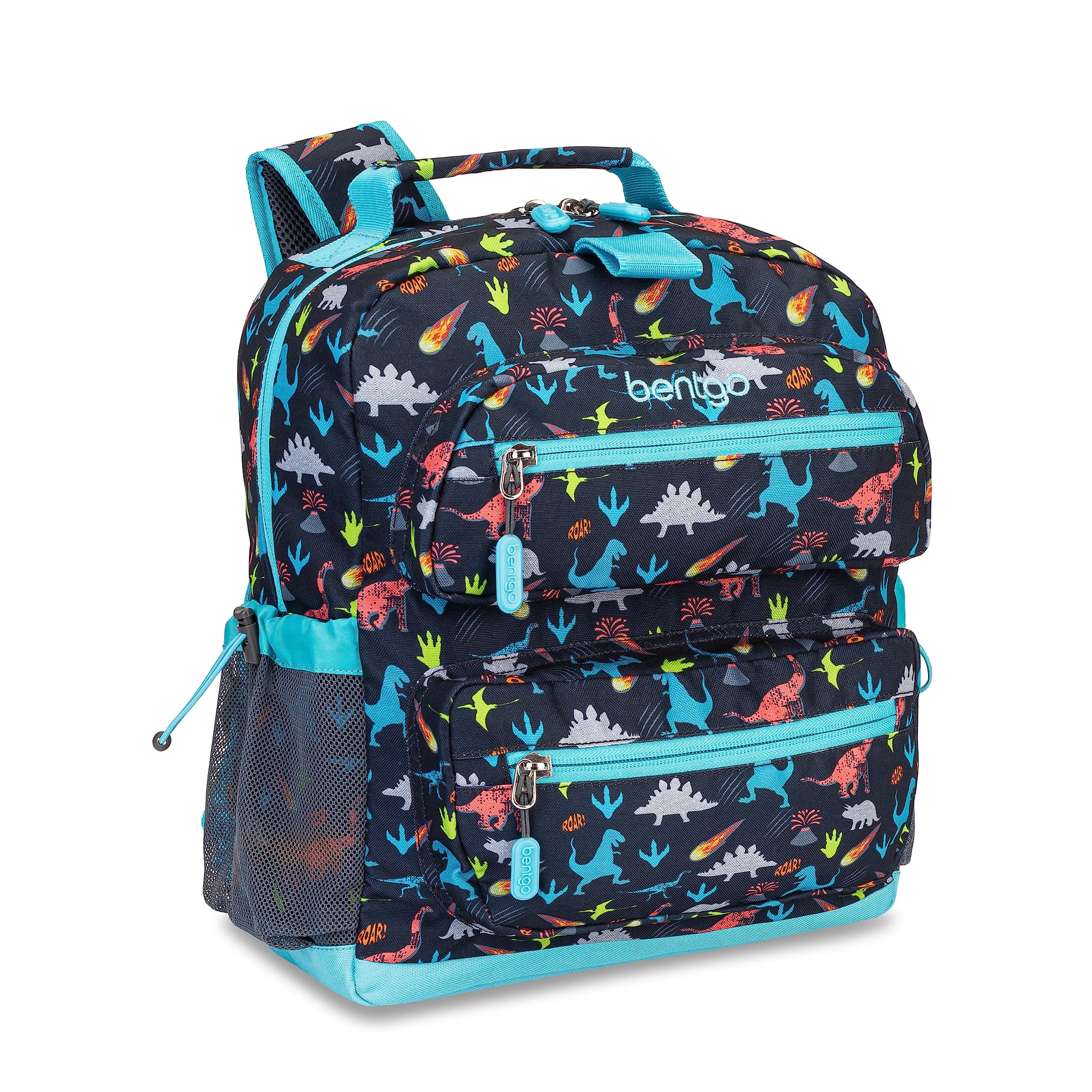 Bentgo® Kids Backpack - Lightweight 14” Backpack in Unique Prints for School, Travel, & Daycare - Roomy Interior, Durable & Water-Resistant Fabric, & Loop for Lunch Bag (Dinosaur)